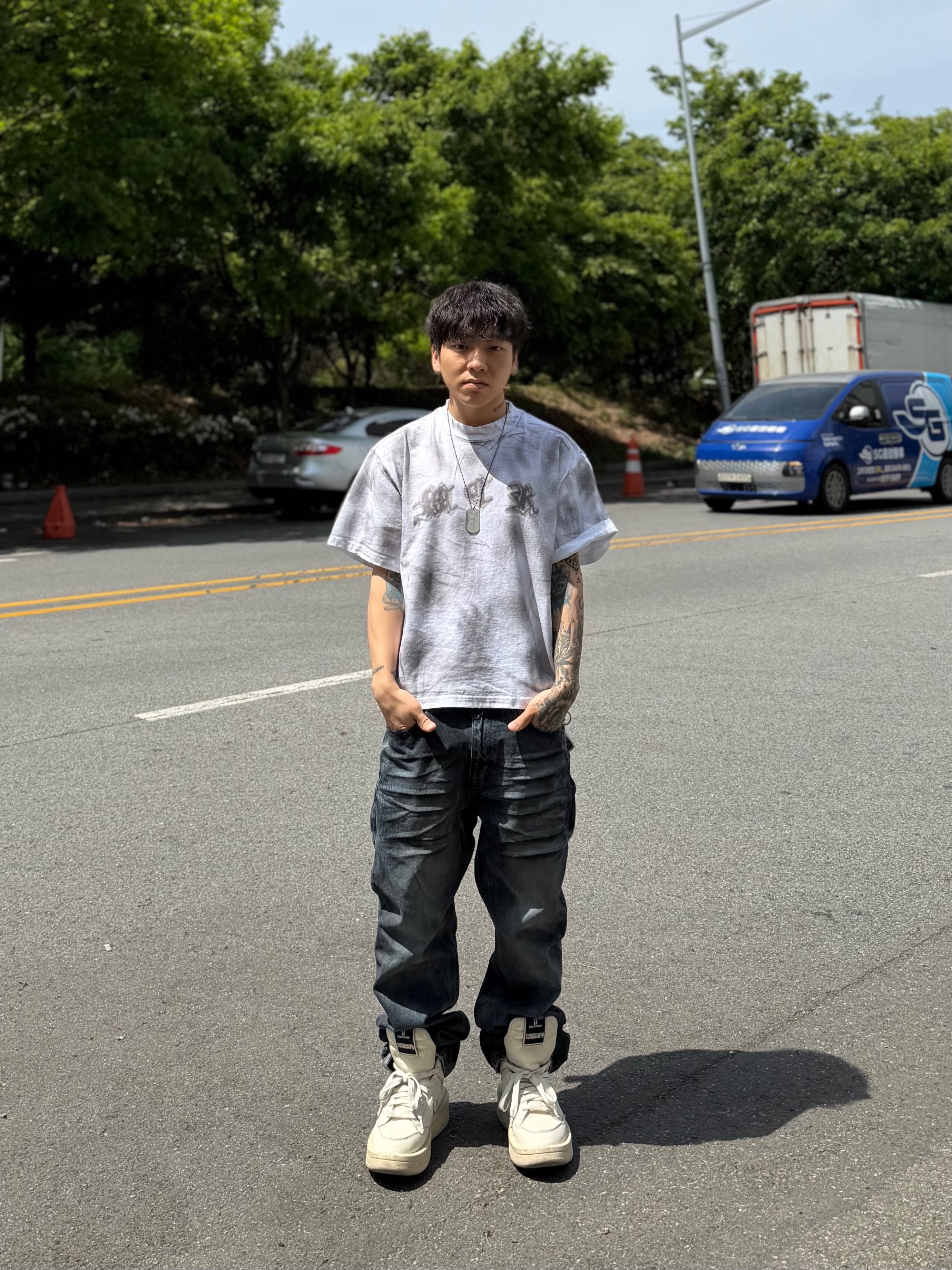Converse x Drkshdw Turbowpn Egret 착용 스타일 - 1