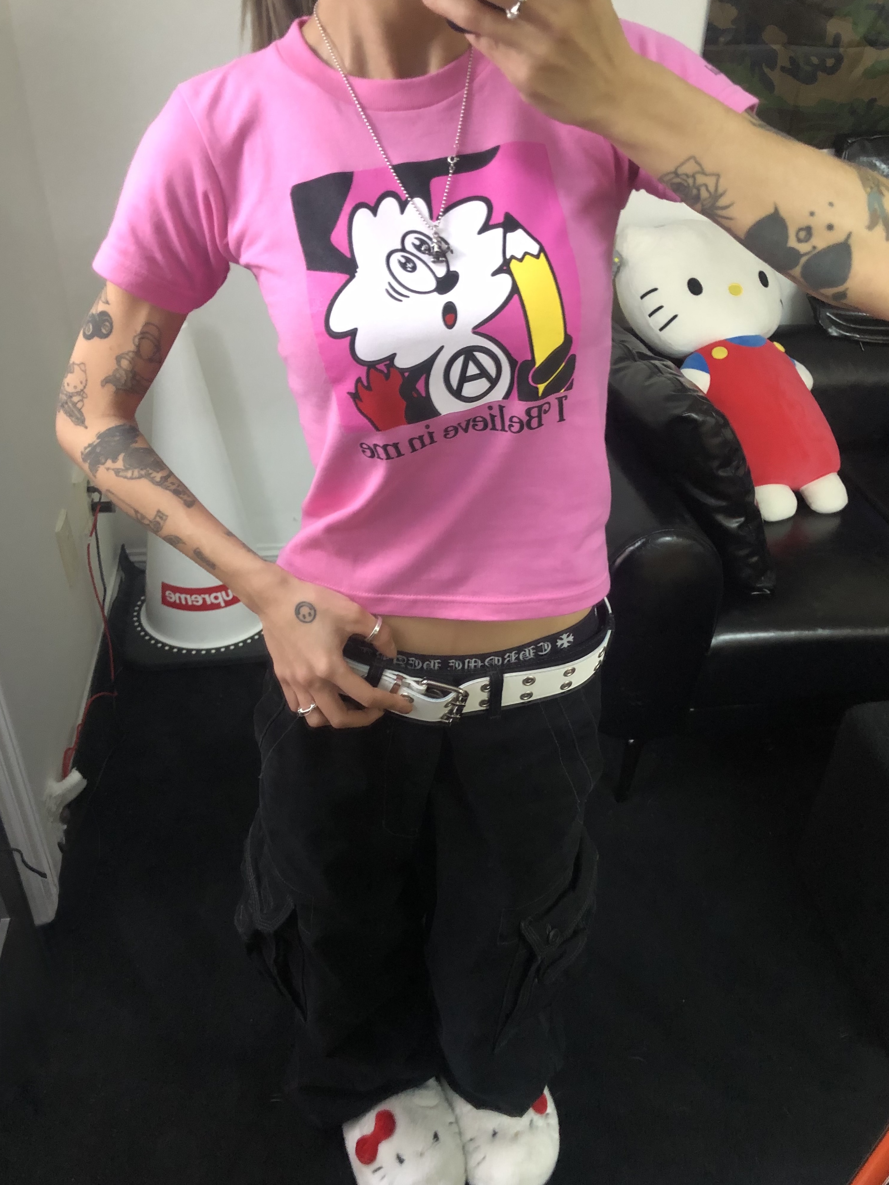 (Kids) Verdy x Lotte Museum Verdy T-Shirt Pink, VERDY : I Believe in Me - 성인 착용 스타일 - 2
