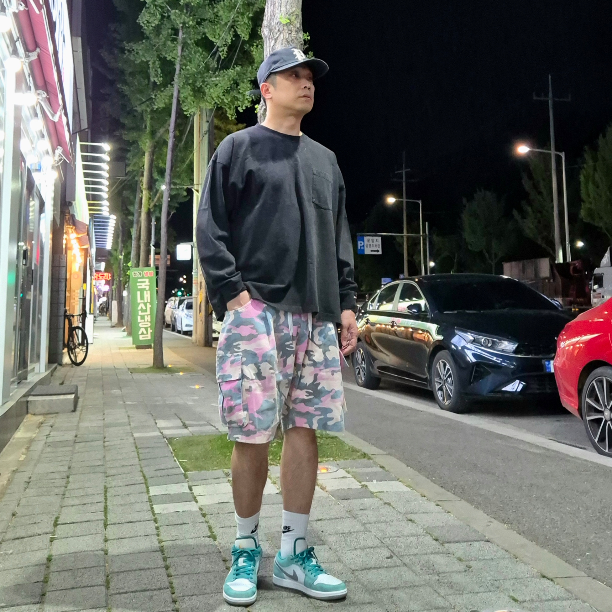 Jordan 1 Low SE New Emerald, Casio G-Shock GM-2100-1A 착용 스타일 - 2