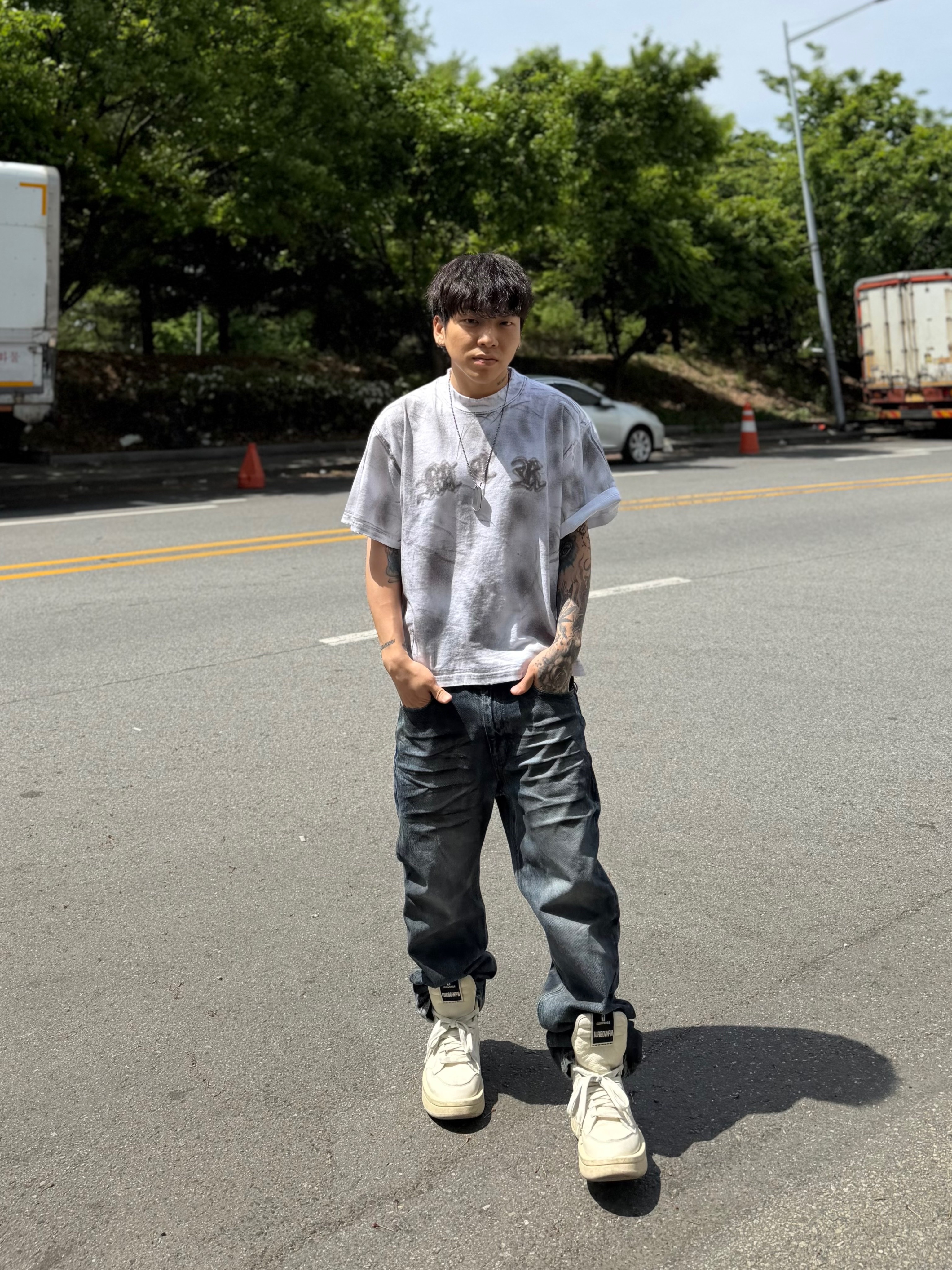 Converse x Drkshdw Turbowpn Egret 착용 스타일 - 7