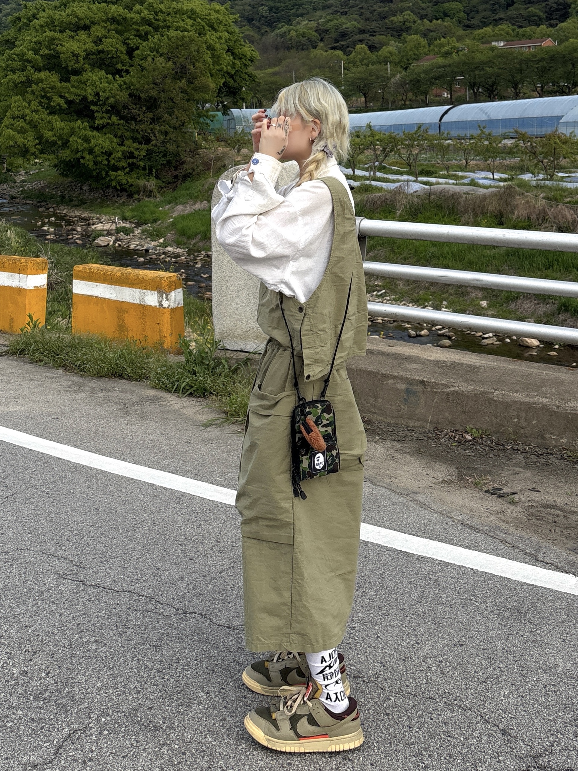 Nike Air Dunk Jumbo Medium Olive 착용 스타일 - 4