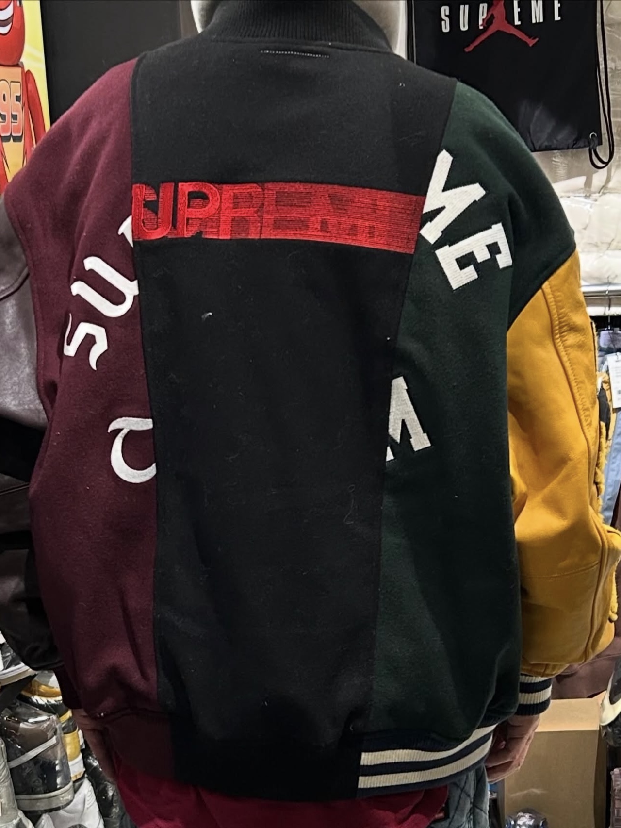 Supreme x MM6 Maison Margiela Split Varsity Jacket Multicolor - 24SS 착용 스타일 - 1