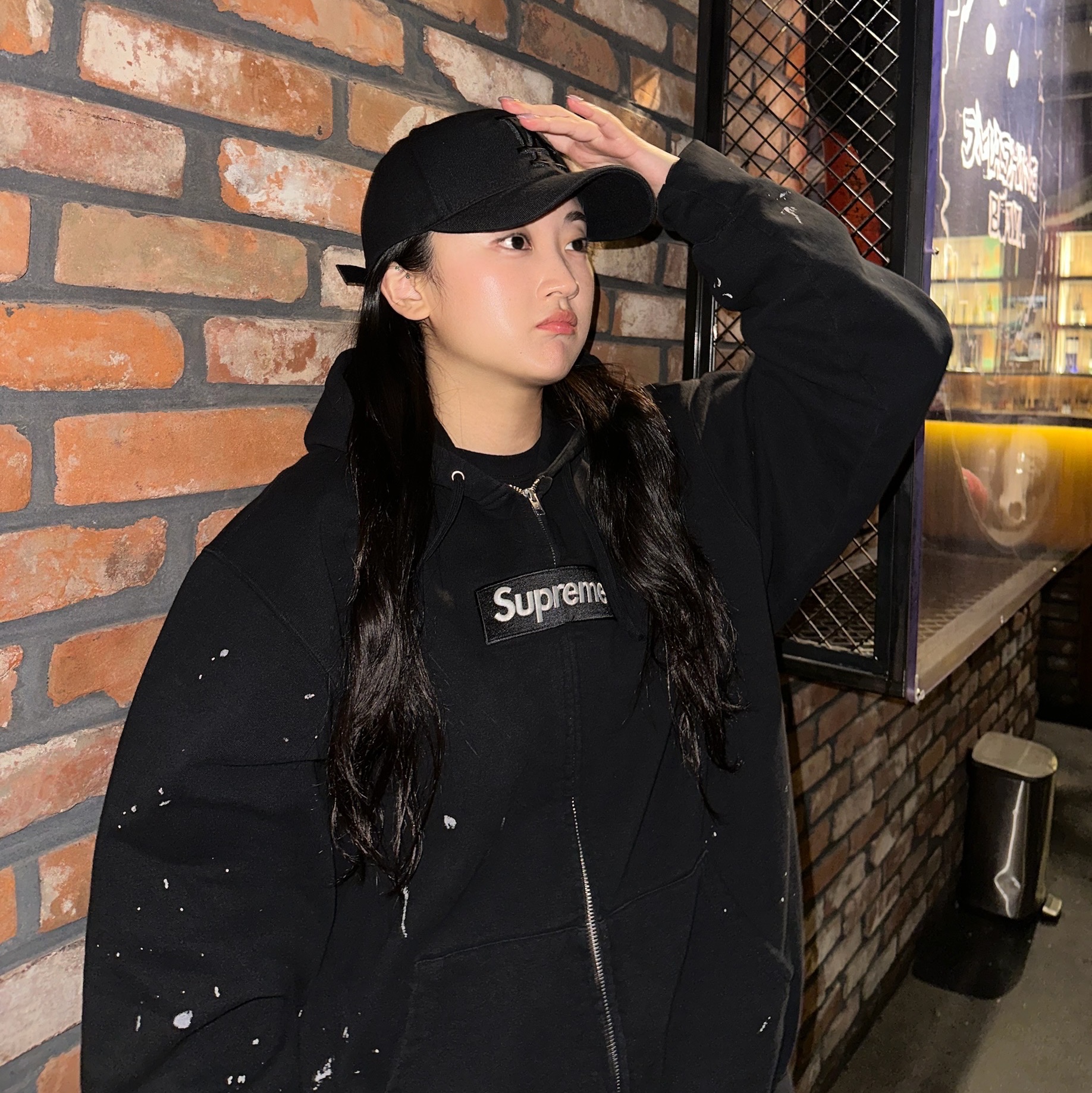 Supreme x MM6 Maison Margiela Box Logo Zip Up Hooded Sweatshirt Black - 26SS 착용 스타일 - 2