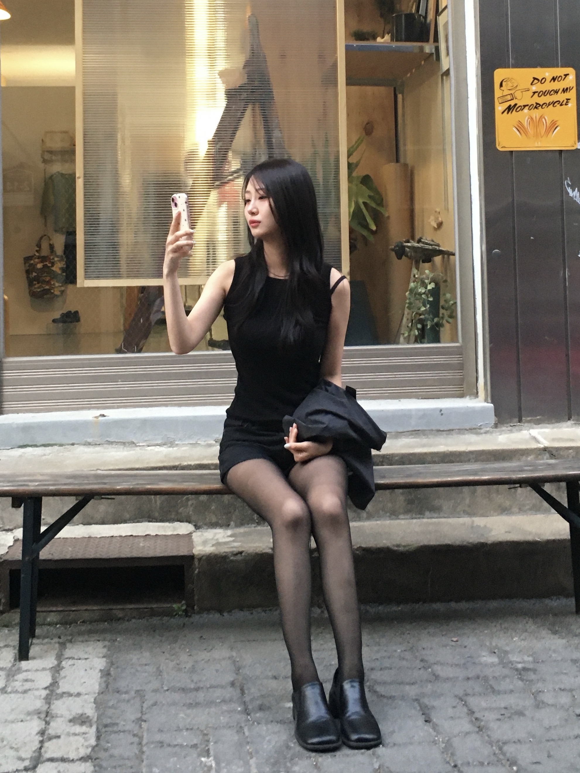 Zara Square Toe Leather Loafer Black 착용 스타일