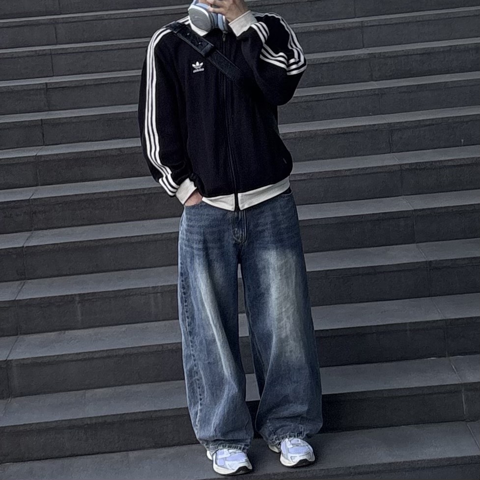 Adidas Waffle Beckenbauer Track Top Black - KR Sizing 착용 스타일