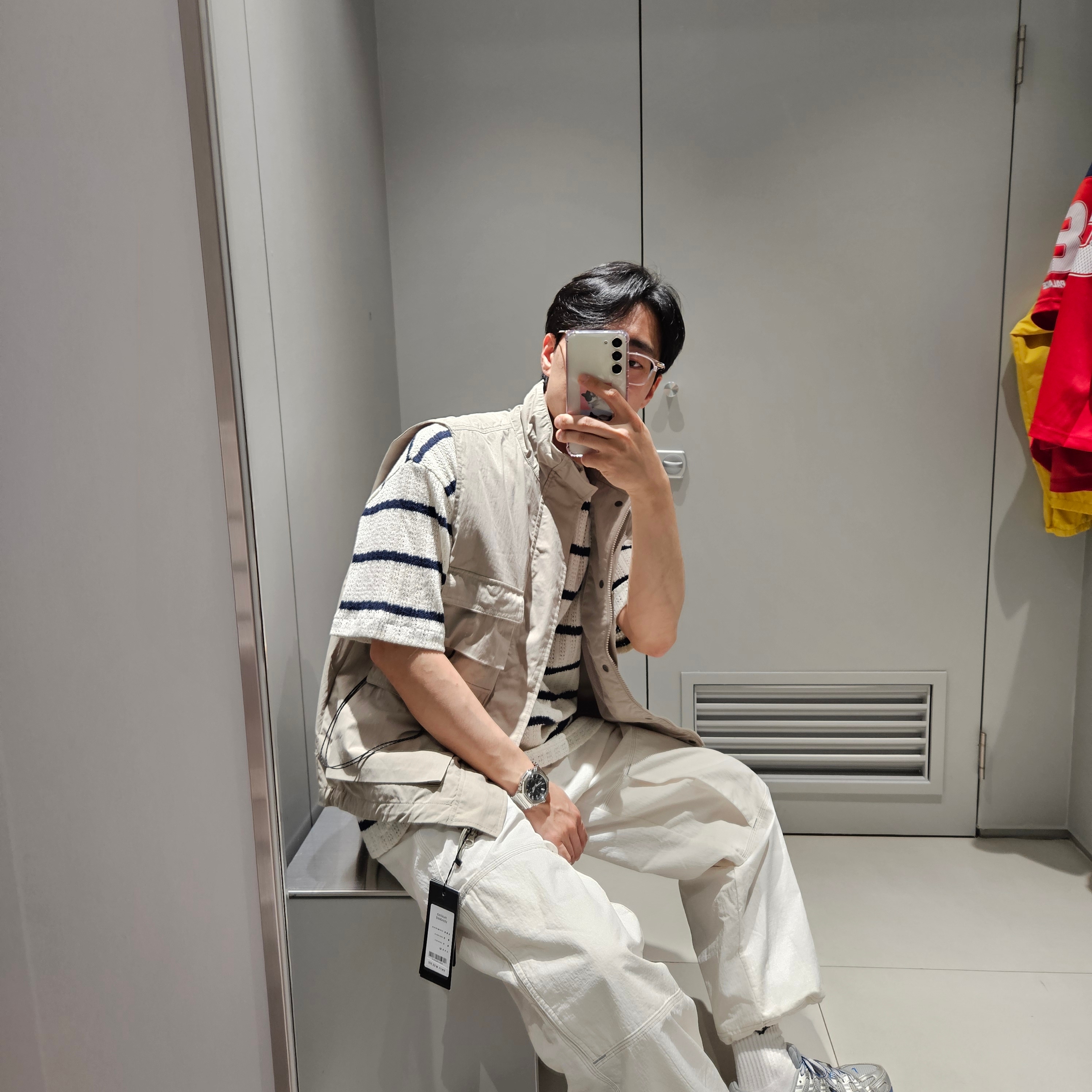 Supreme x Nike Ripstop Track Pants White - 24SS 착용 스타일 - 2