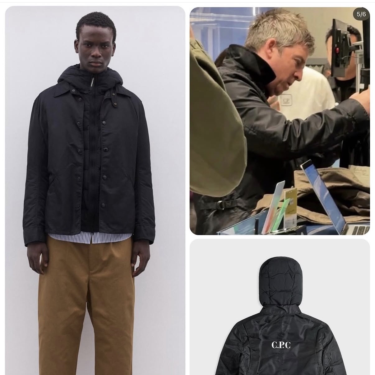 Junya Watanabe x C.P. Company Nylon Twill Goggle Jacket Black 착용 스타일