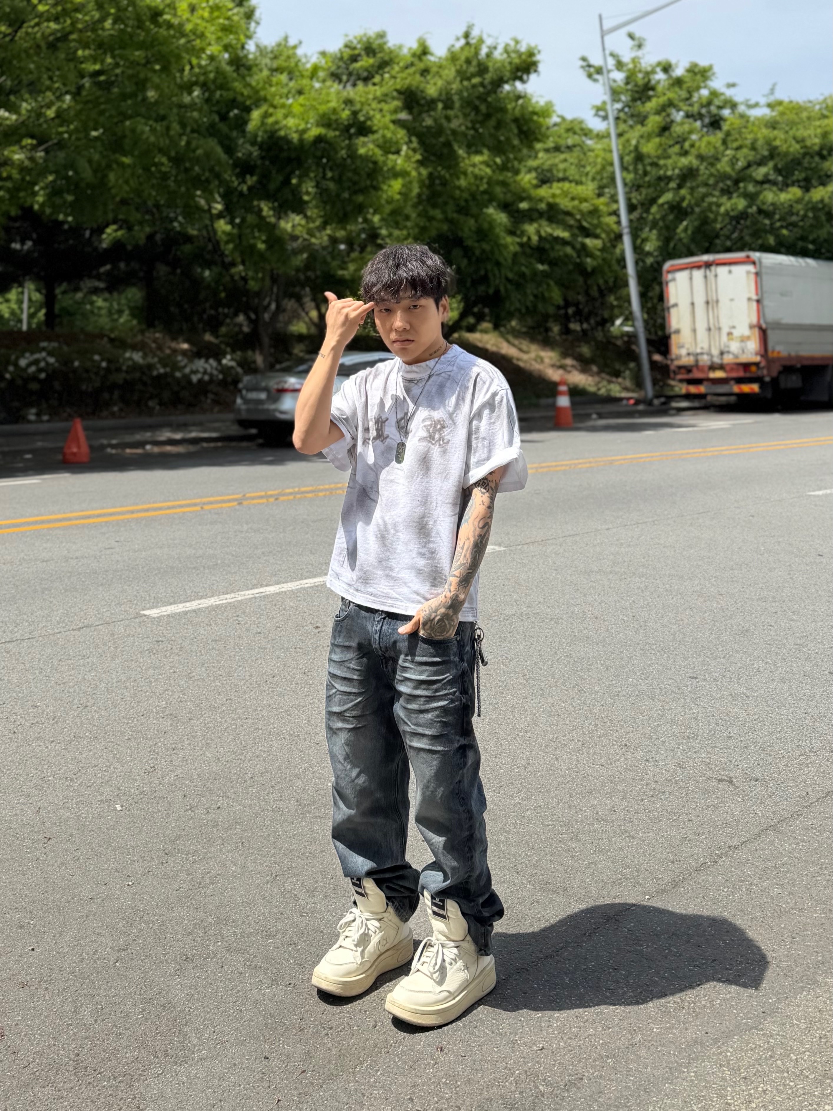Converse x Drkshdw Turbowpn Egret 착용 스타일 - 3
