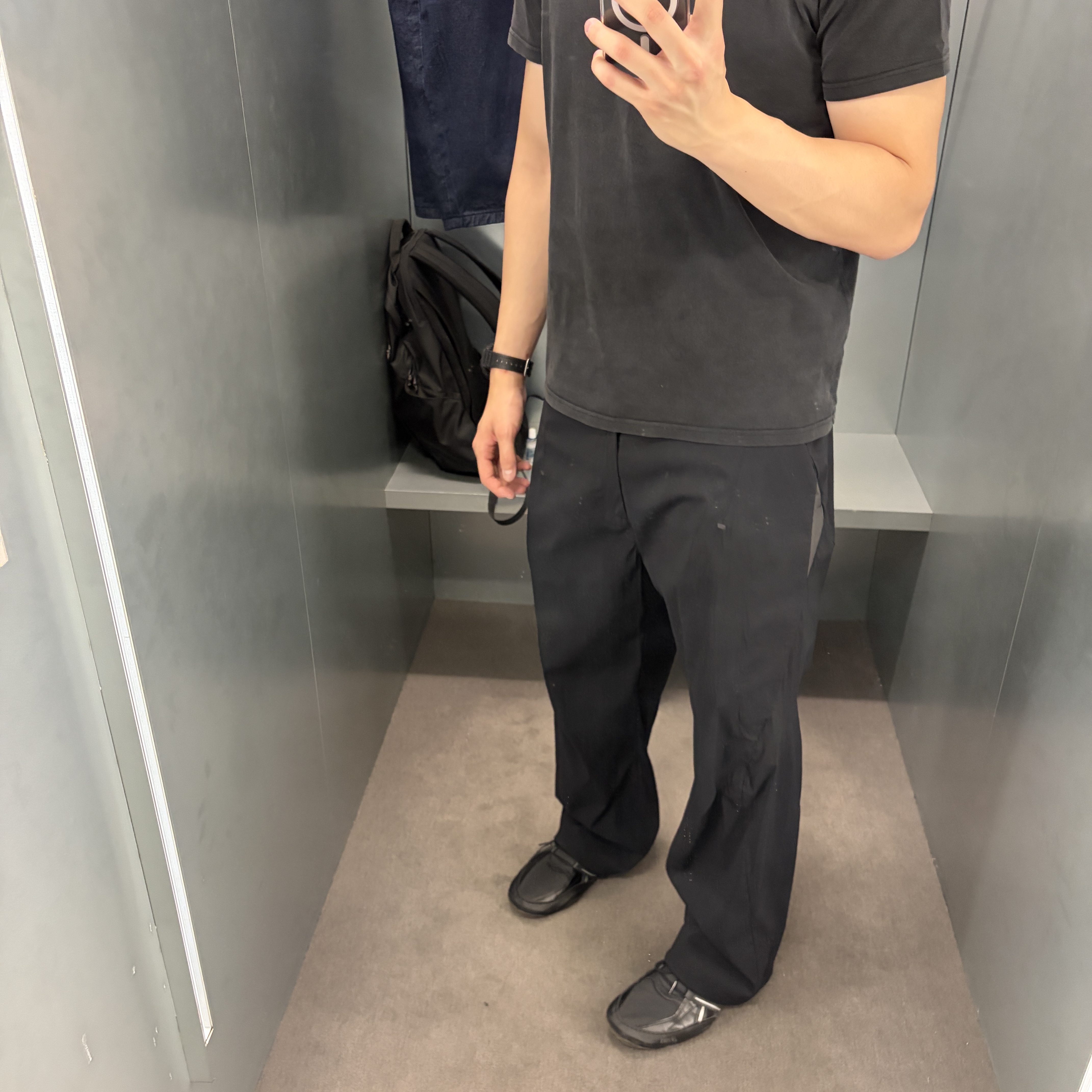 Sansan Gear Weld Patched Pants Black 착용 스타일 - 1