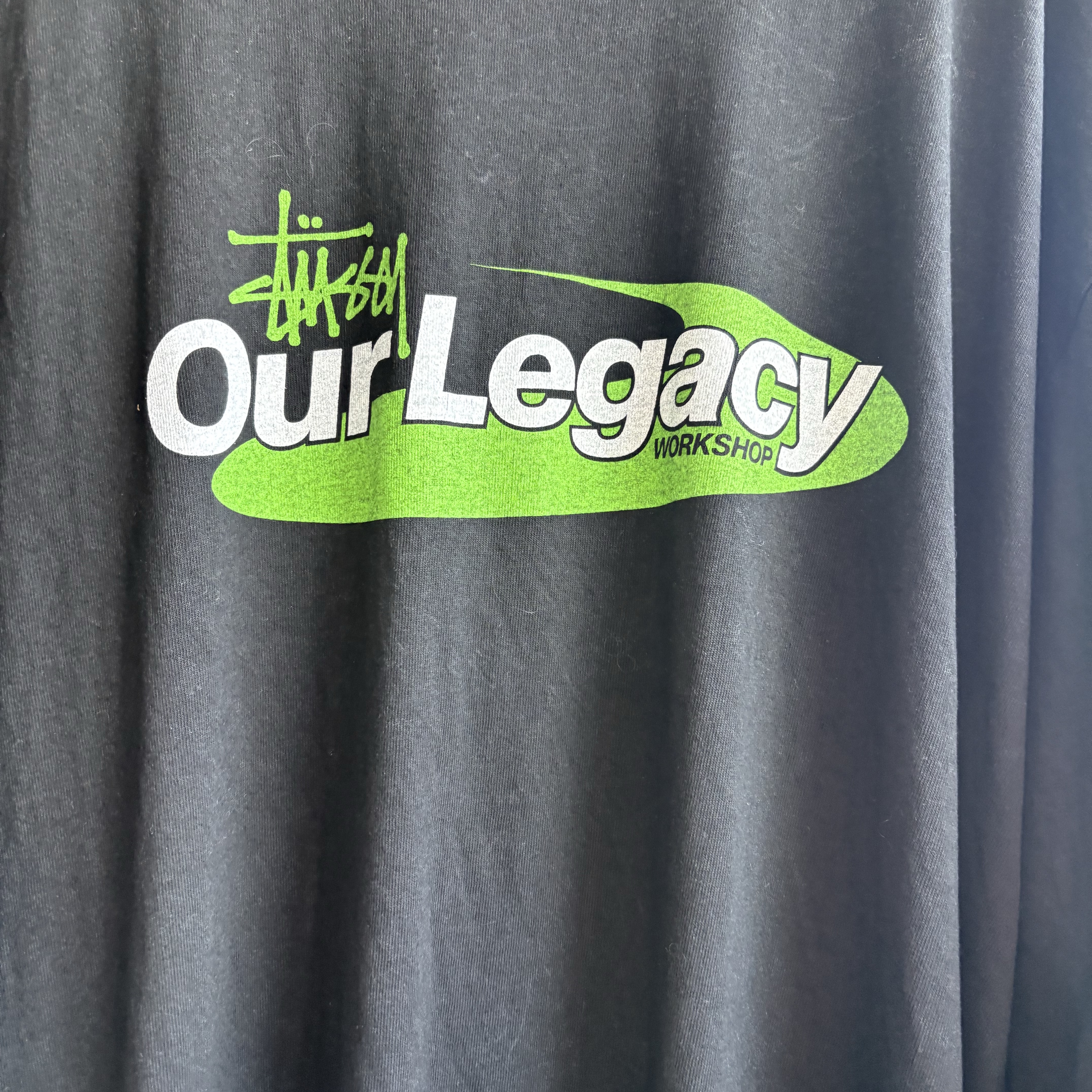 Stussy x Our Legacy Work Shop Swirl Pigment Dyed T-Shirt Black 착용 스타일