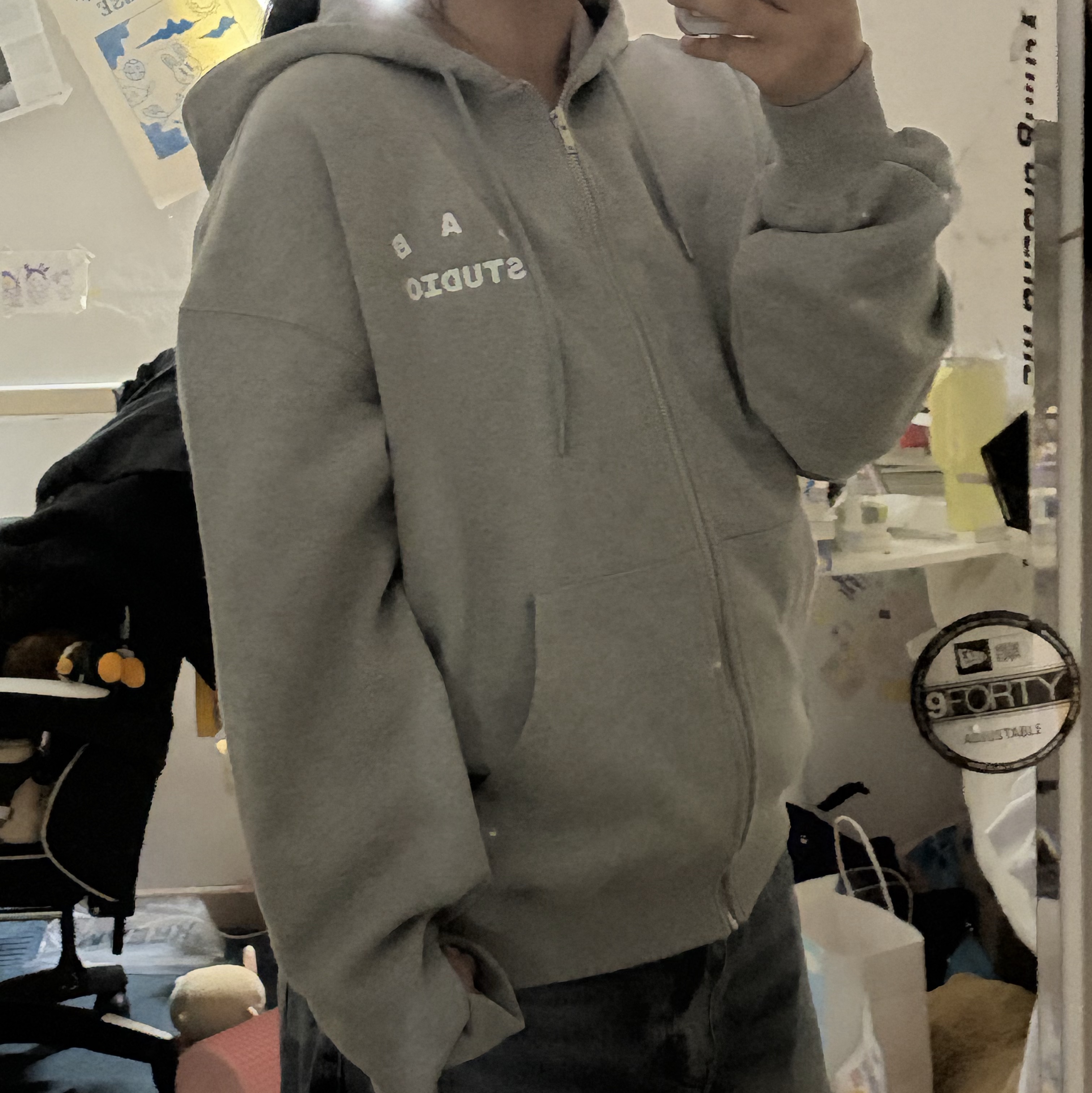IAB Studio Zip-Up Hoodie Melange Gray - 26SS 착용 스타일 - 7