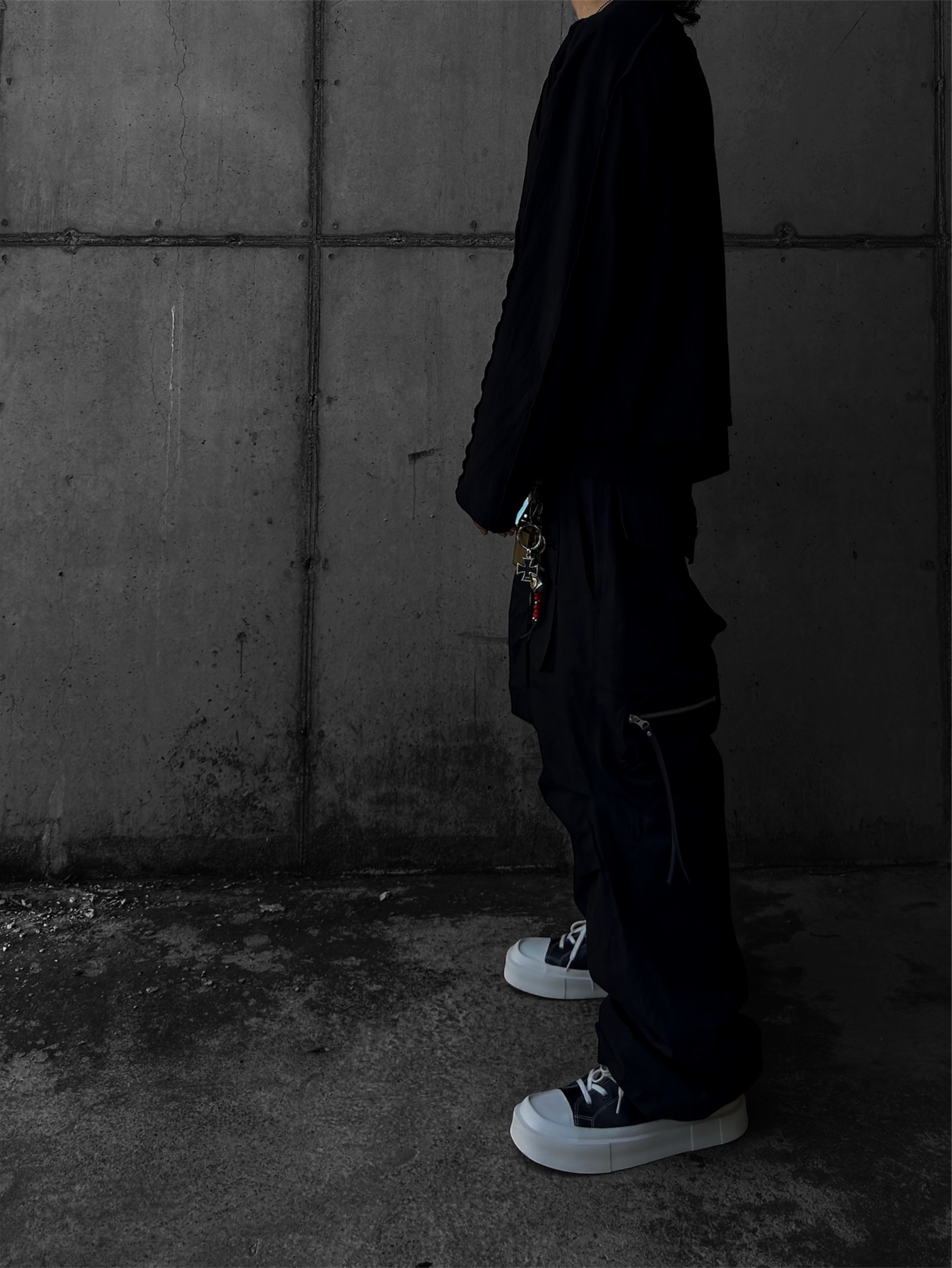 Wapworks Wide Safety Cargo Pants Black, Mistake project MOKU Black 착용 스타일 - 4
