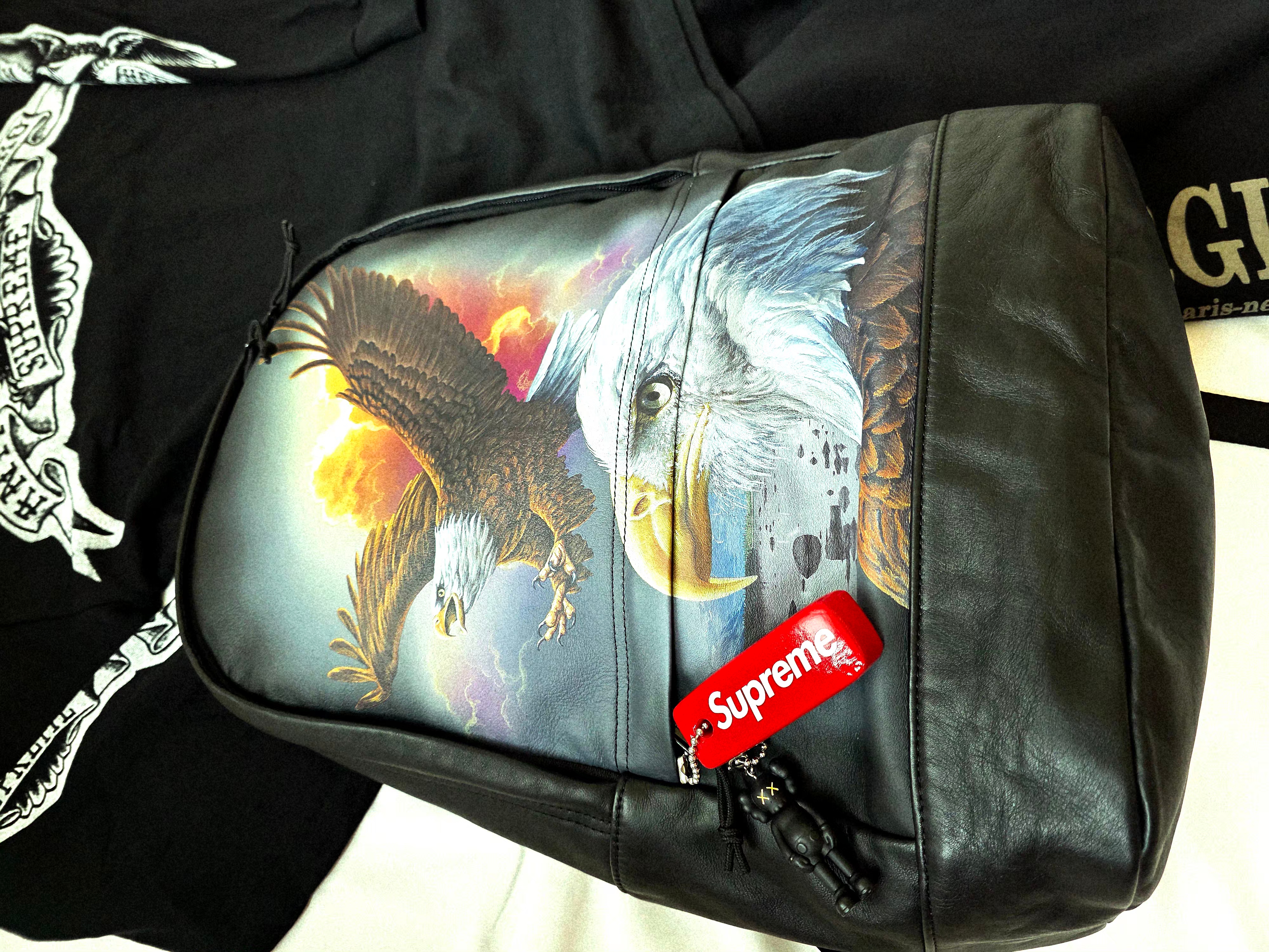 Supreme x MM6 Maison Margiela Eagle Leather Backpack Black - 26SS 착용 스타일 - 2