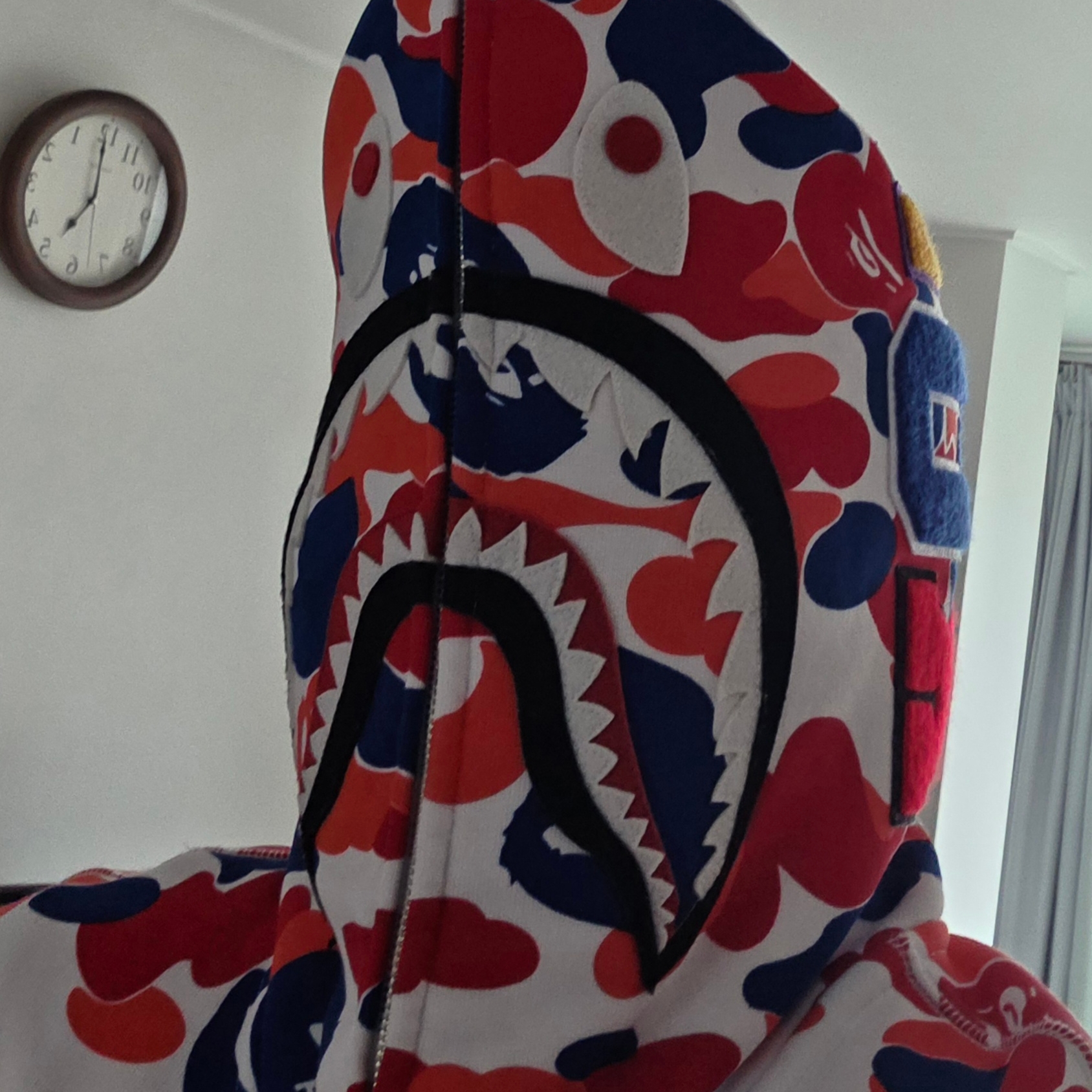 BAPE Full Zip Shark Hoodie Multi - Korea Exclusive, BAPE 1st Camo Shark Full Zip Hoodie Yellow 착용 스타일 - 2