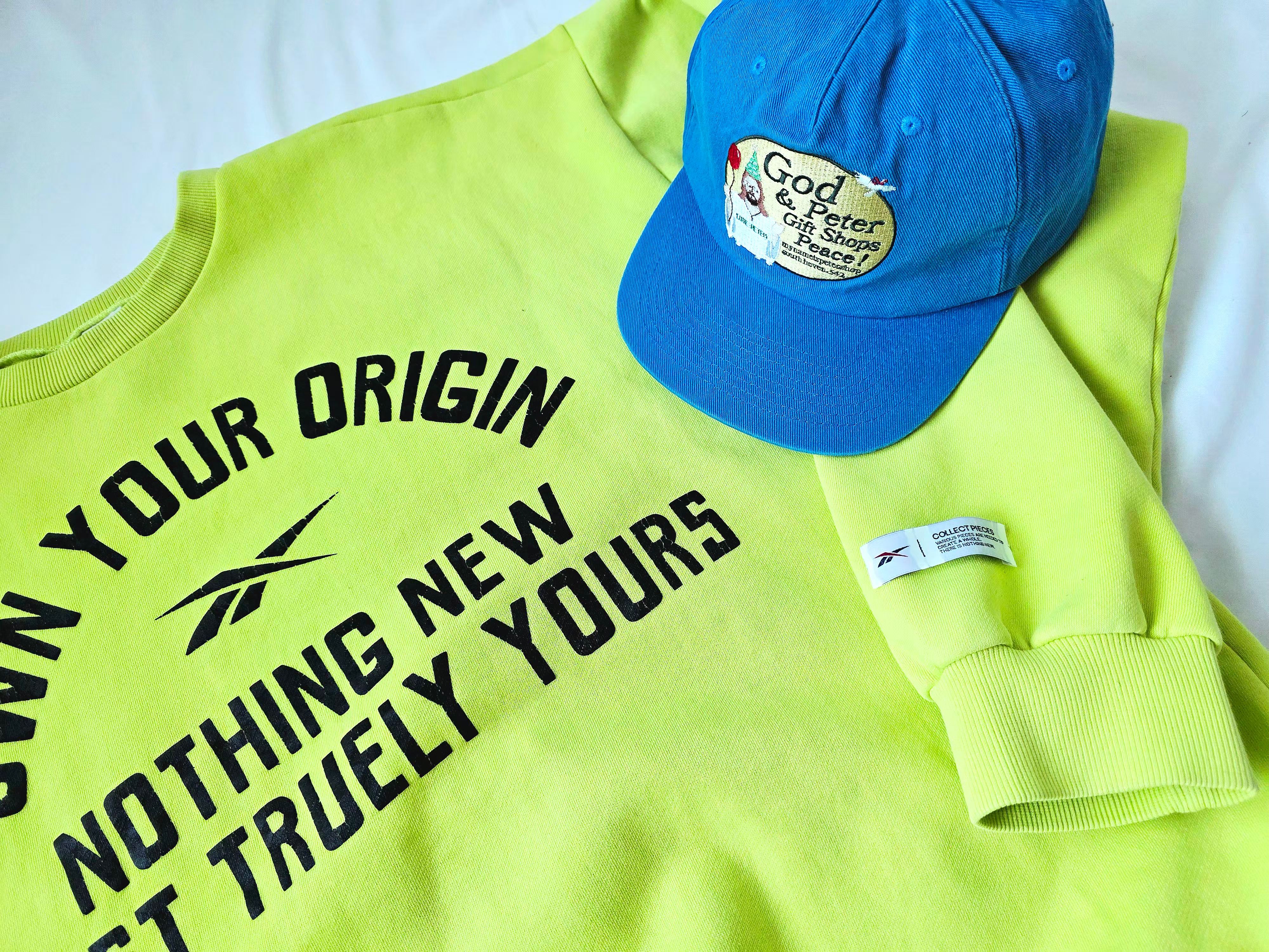 Collect Pieces x Reebok OYO Sweatshirts Neon Green Neon, Nike NRG Solo Swoosh Fleece Shorts Dark Grey Heather - Asia 착용 스타일 - 3