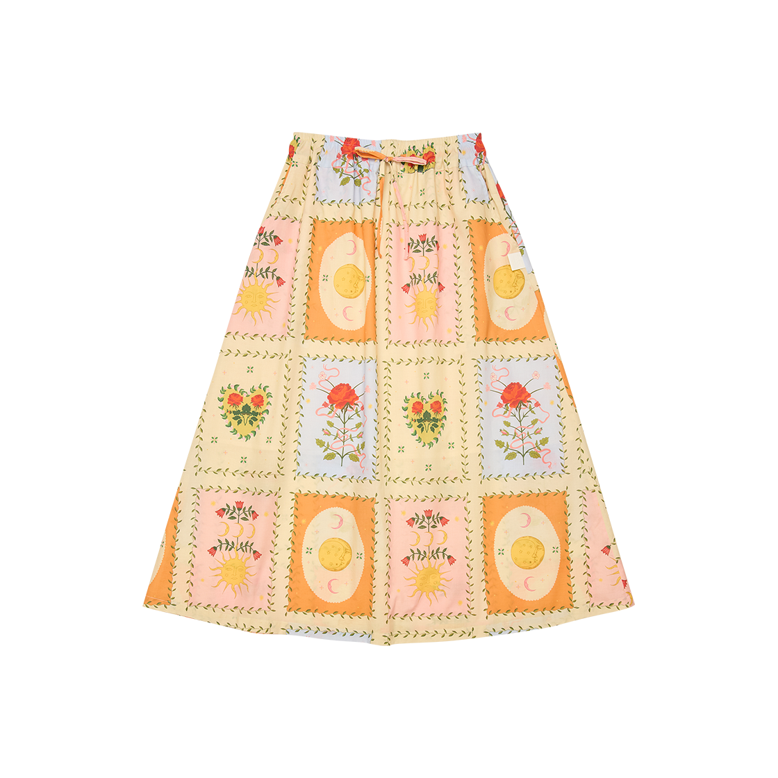 고트 80s 코튼 패턴 스커트 옐로((W) GORT 80s Cotton Pattern Skirt Yellow)