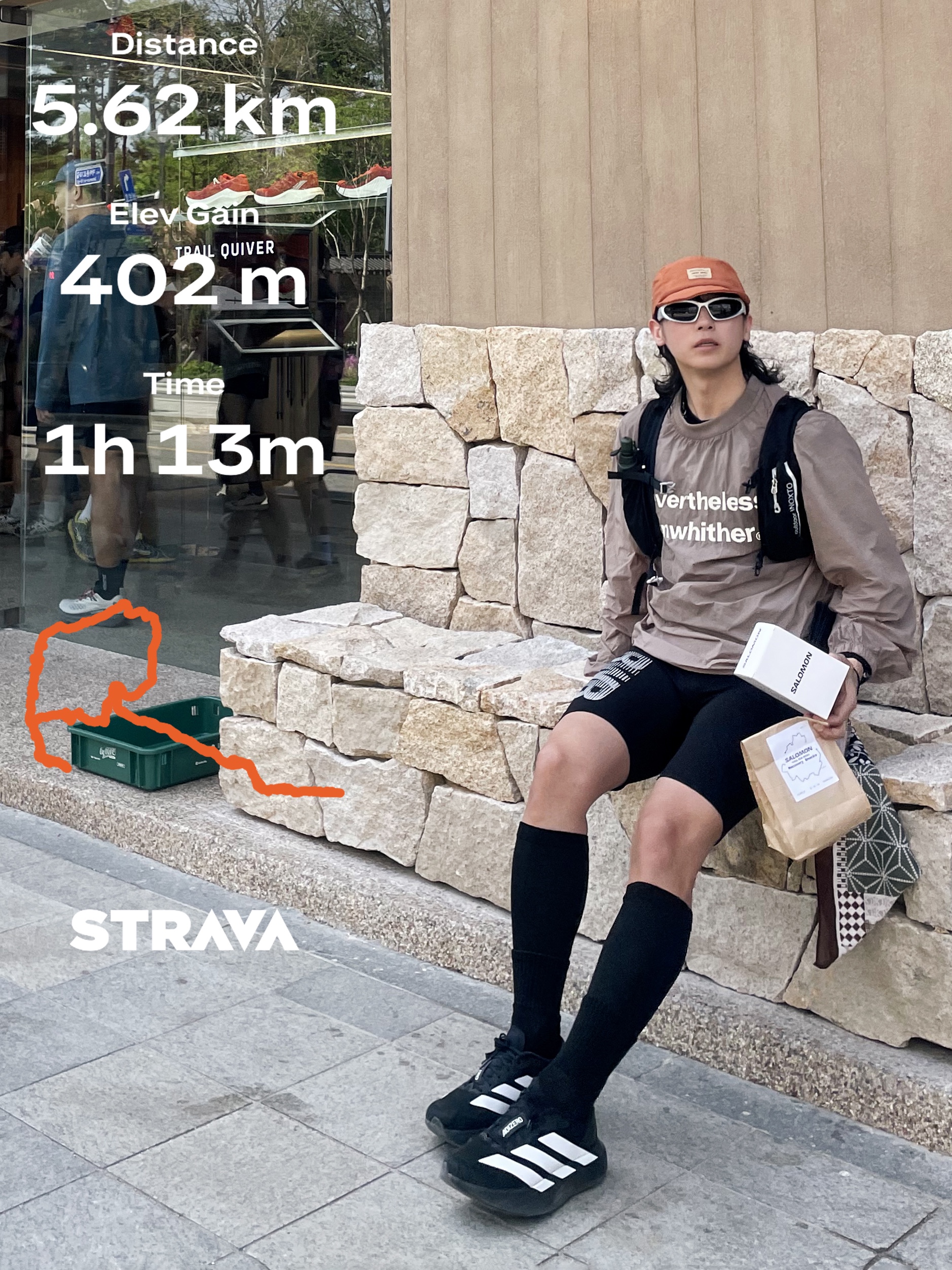 [KREAM 단독] runwhither Windbreaker MTM Brown, [KREAM 단독] runwhither Half Tights Black 착용 스타일 - 6