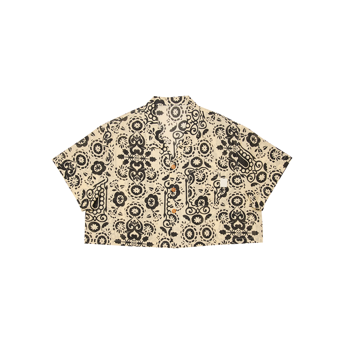 고트 80s 코튼 패턴 숏 셔츠 아이보리 블랙((W) GORT 80s Cotton Pattern Short Shirt Ivory Black) - 1