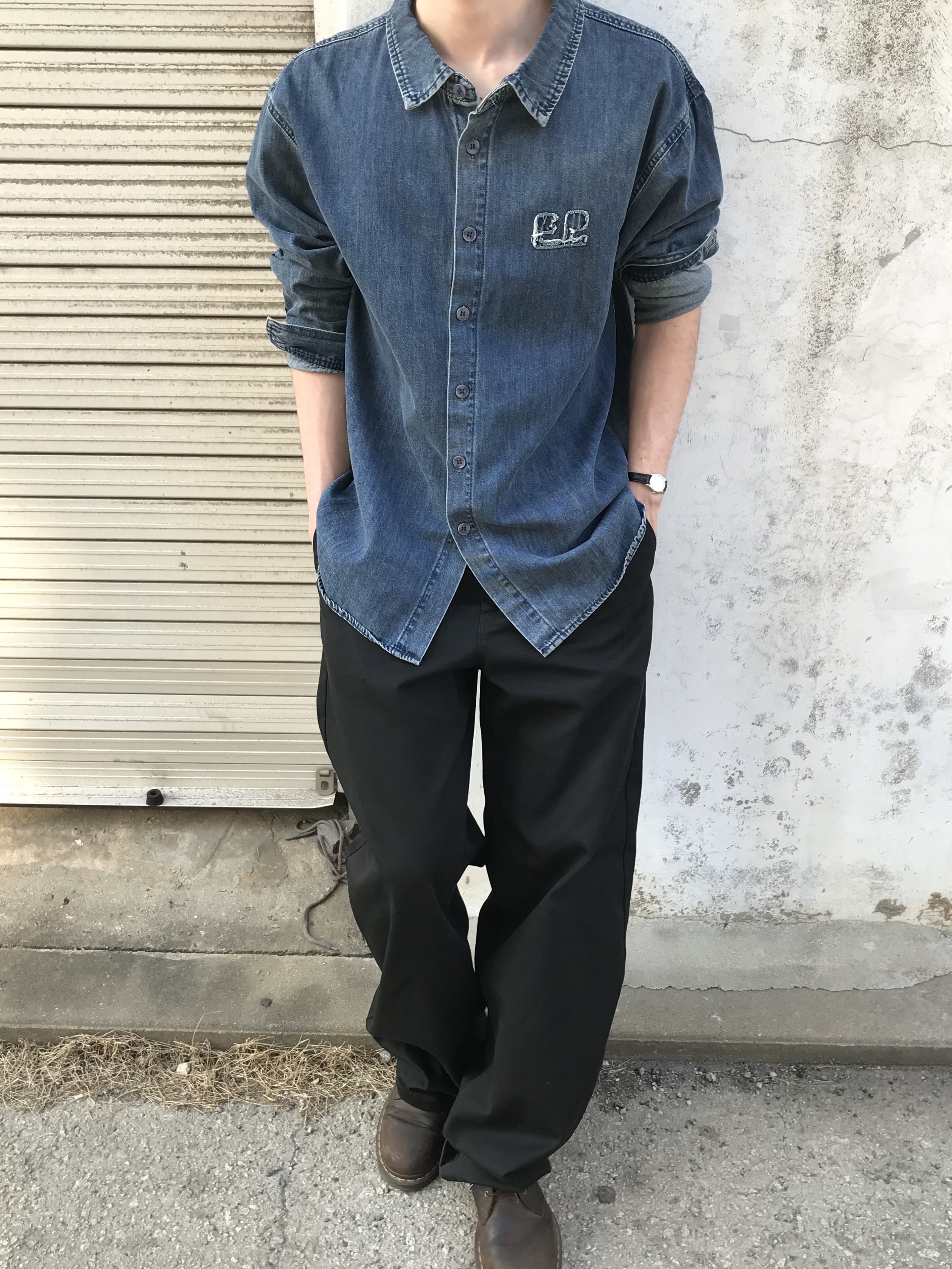 Casio LTP-1094E-7ARDF, Dr. Martens 1461 Crazy Horse Dark Brown 착용 스타일 - 3