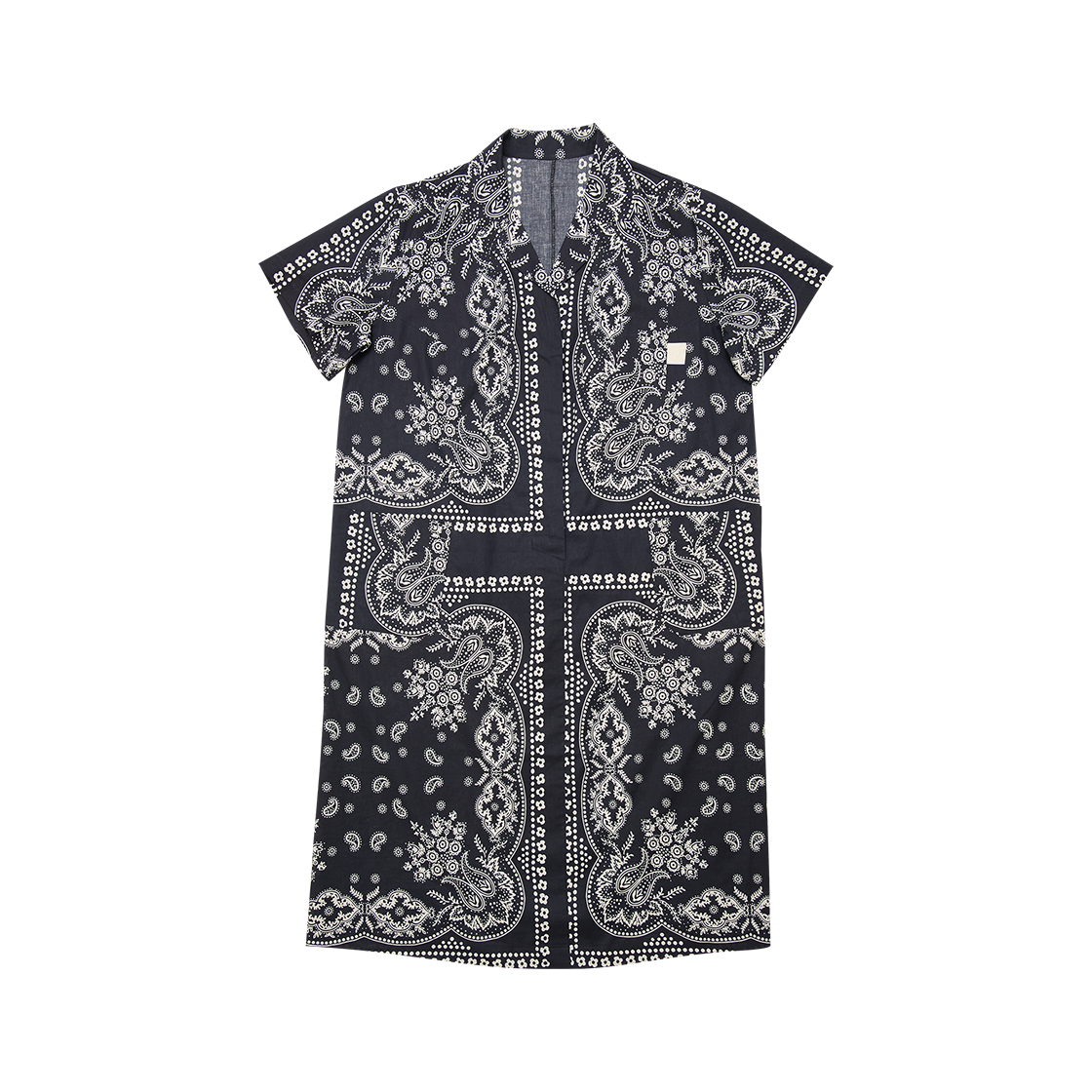 고트 60s 코튼 반다나 롱 셔츠 드레스 네이비((W) GORT 60s Cotton Bandana Long Shirt Dress Navy)