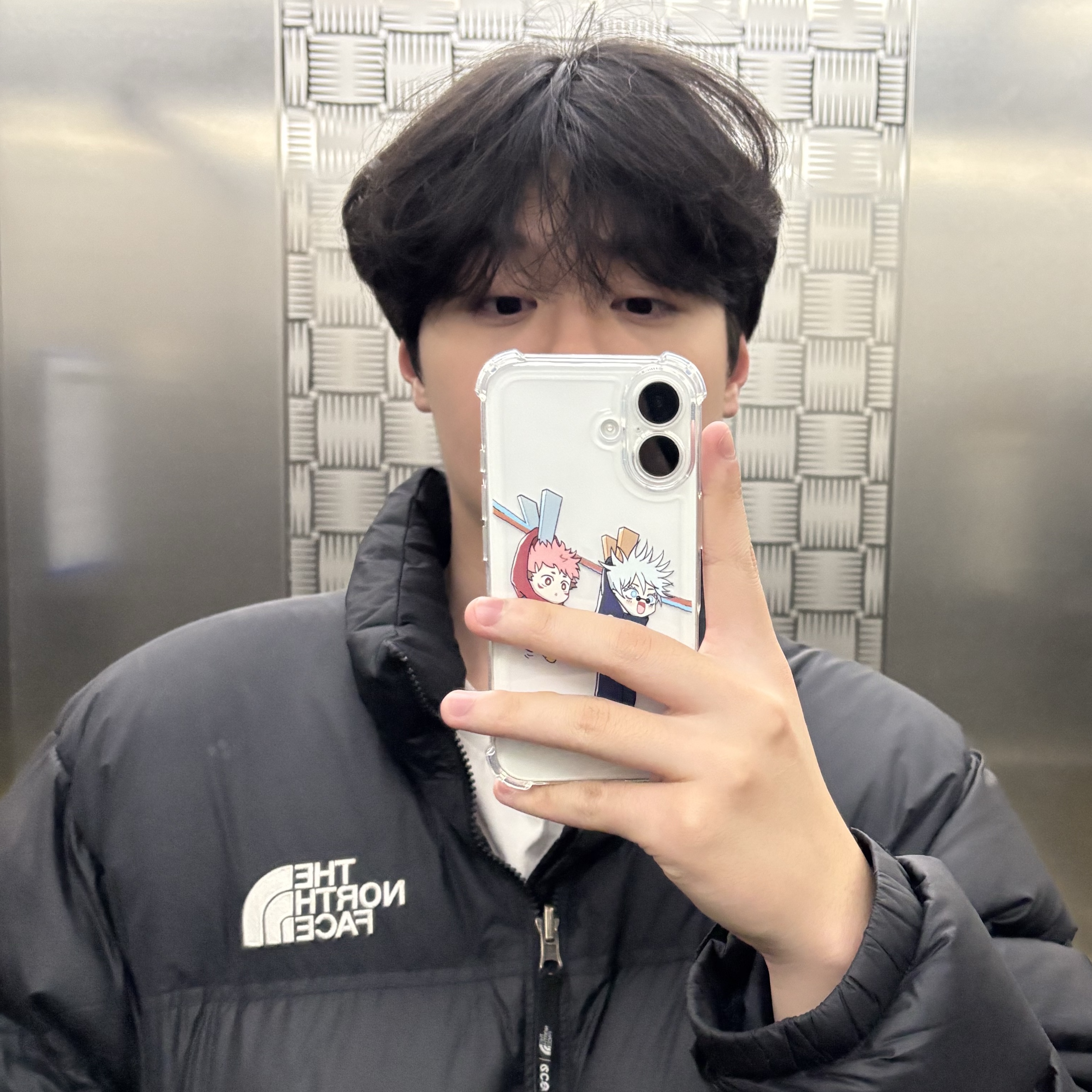 The North Face 1996 Eco Nuptse Jacket Black 착용 스타일