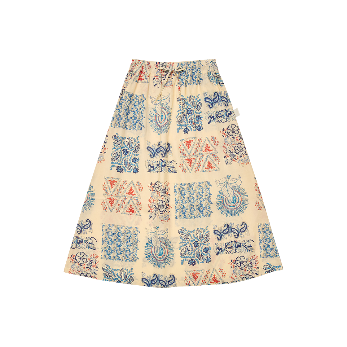 고트 80s 코튼 패턴 스커트 아이보리 블루((W) GORT 80s Cotton Pattern Skirt Ivory Blue)