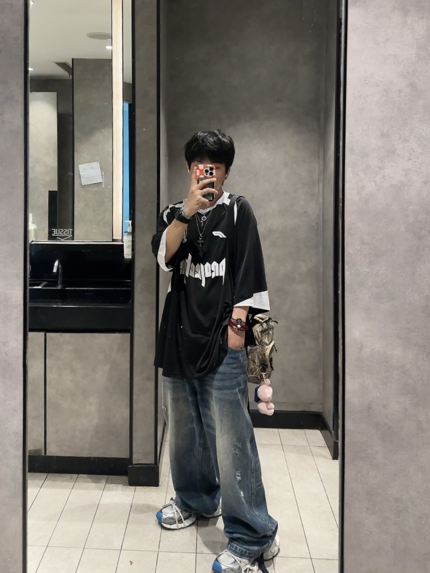 Balenciaga 3XL Sneakers Grey White Blue, Nonnod Double pocket Japanese Denim Mid Blue 착용 스타일