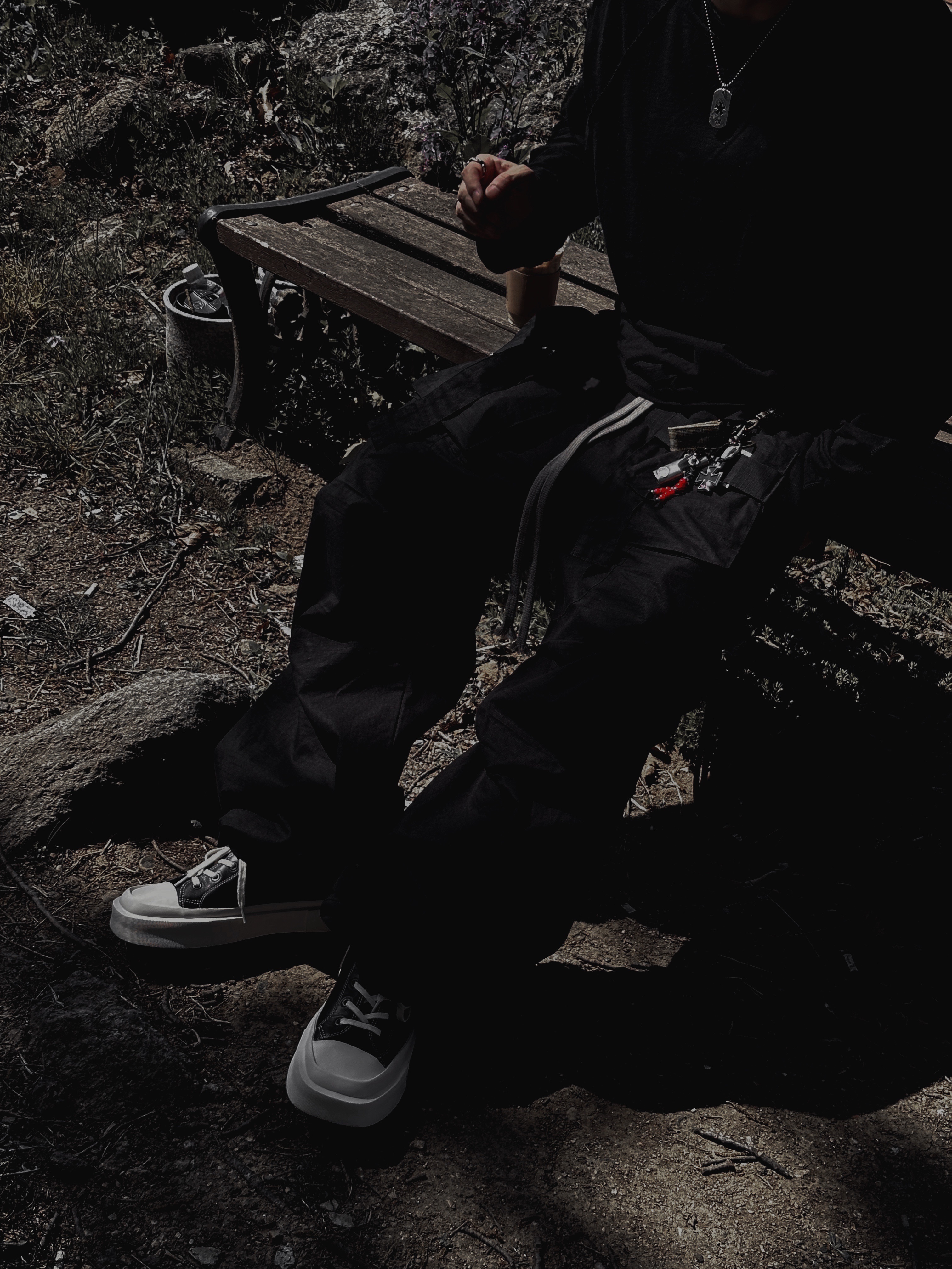 Wapworks Wide Safety Cargo Pants Black, Mistake project MOKU Black 착용 스타일 - 2