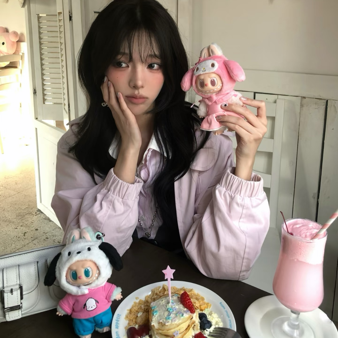 Pop Mart Labubu The Monsters x Hello Kitty And Friends Series Plush Pendant My Melody (Opened Case), Pop Mart Labubu The Monsters x Hello Kitty And Friends Series Plush Pendant Pochacco (Opened Case) 착용 스타일