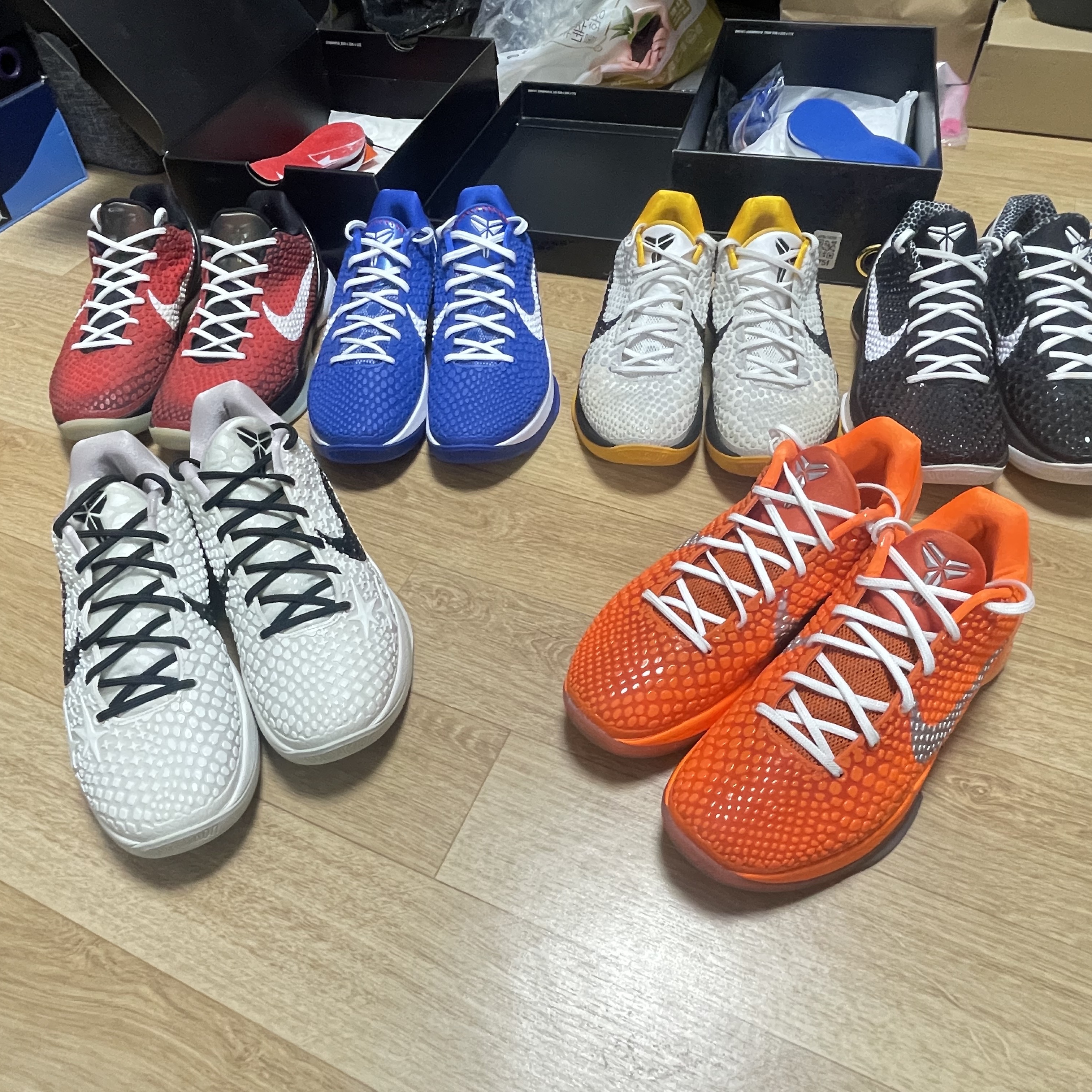Nike Kobe 6 Protro Game Royal White, Nike Kobe 6 Protro Total Orange 착용 스타일