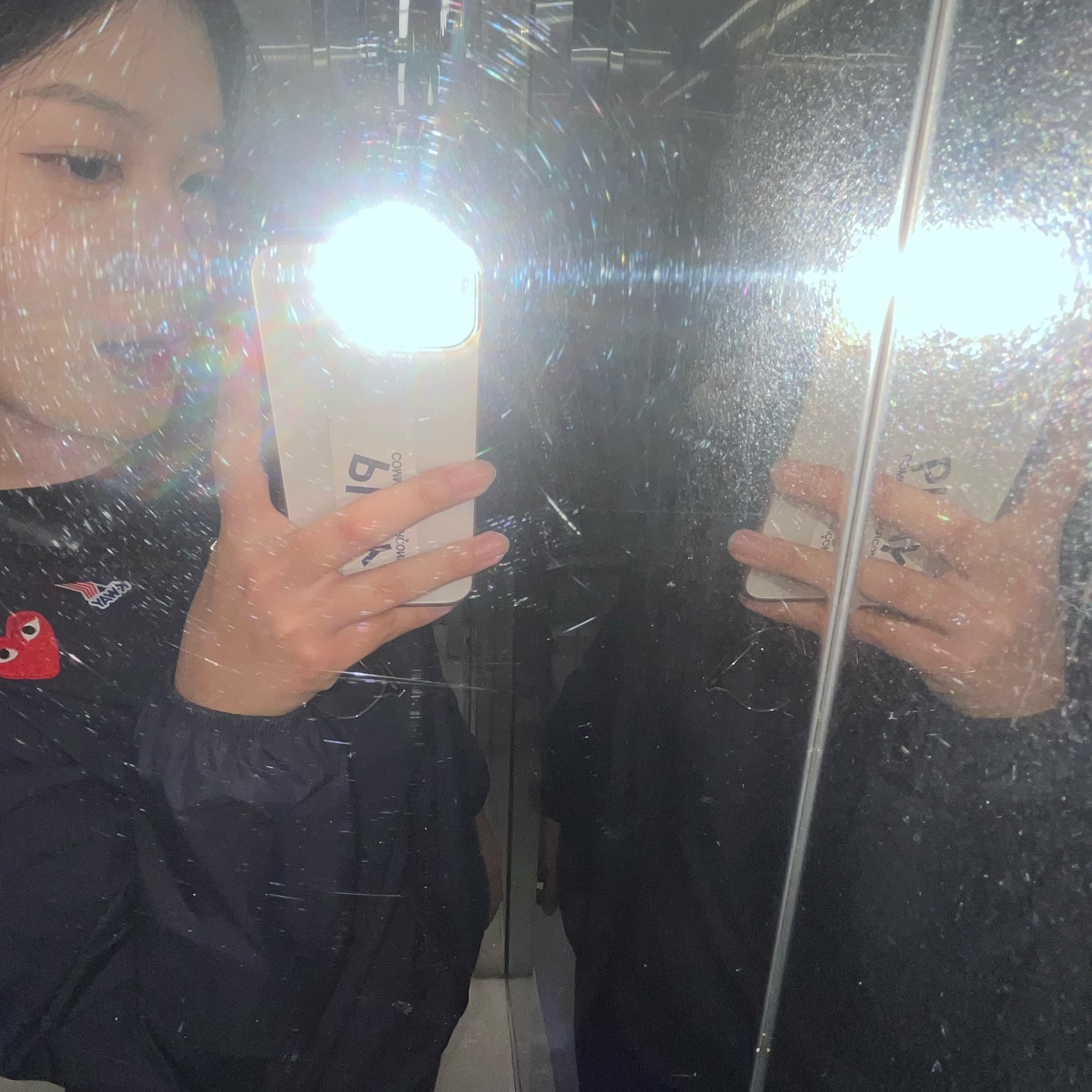 Play Comme des Garcons x K-Way Full Zip Jacket Navy 착용 스타일 - 2