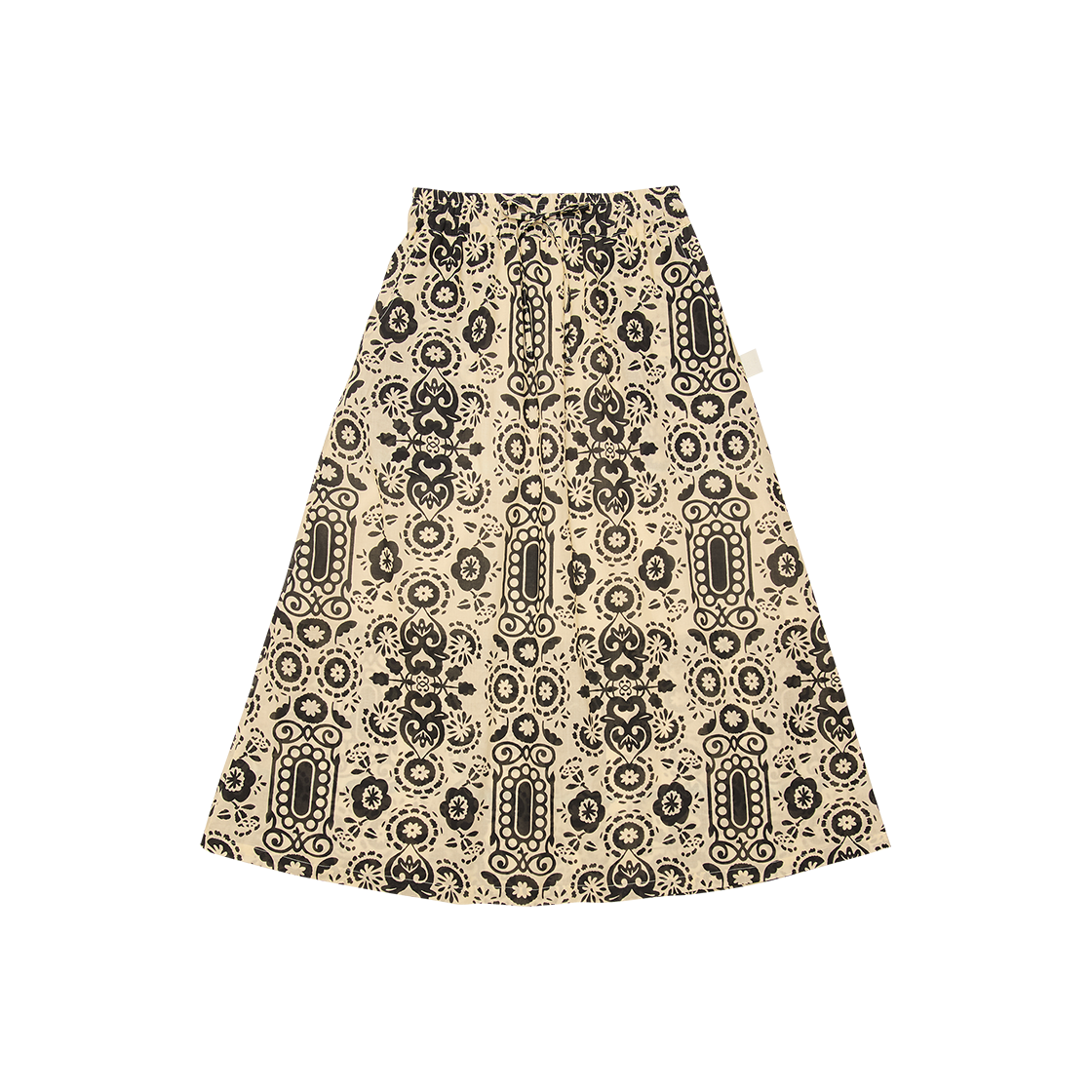고트 80s 코튼 패턴 스커트 아이보리 블랙((W) GORT 80s Cotton Pattern Skirt Ivory Black)