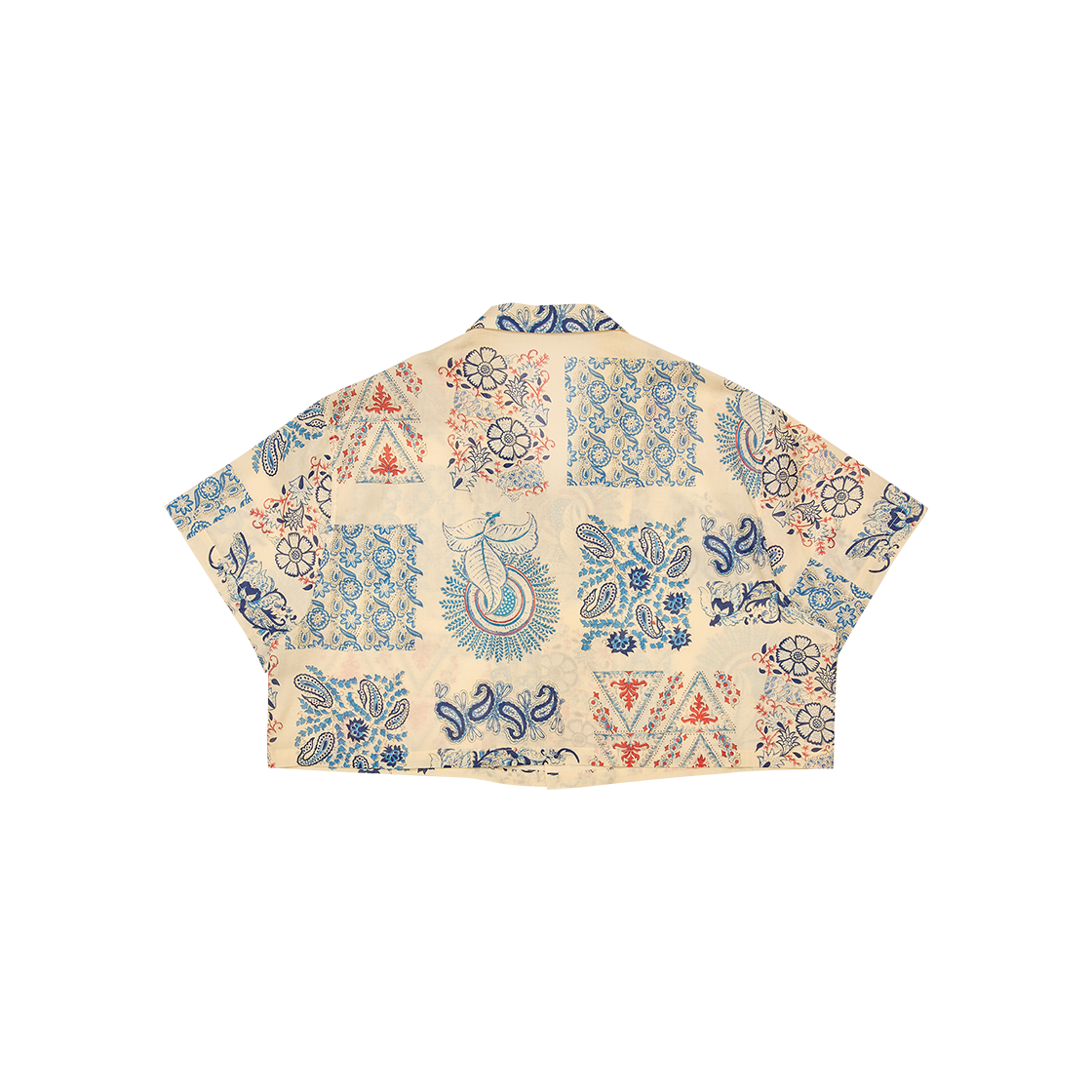 고트 80s 코튼 패턴 숏 셔츠 아이보리 블루((W) GORT 80s Cotton Pattern Short Shirt Ivory Blue) - 2