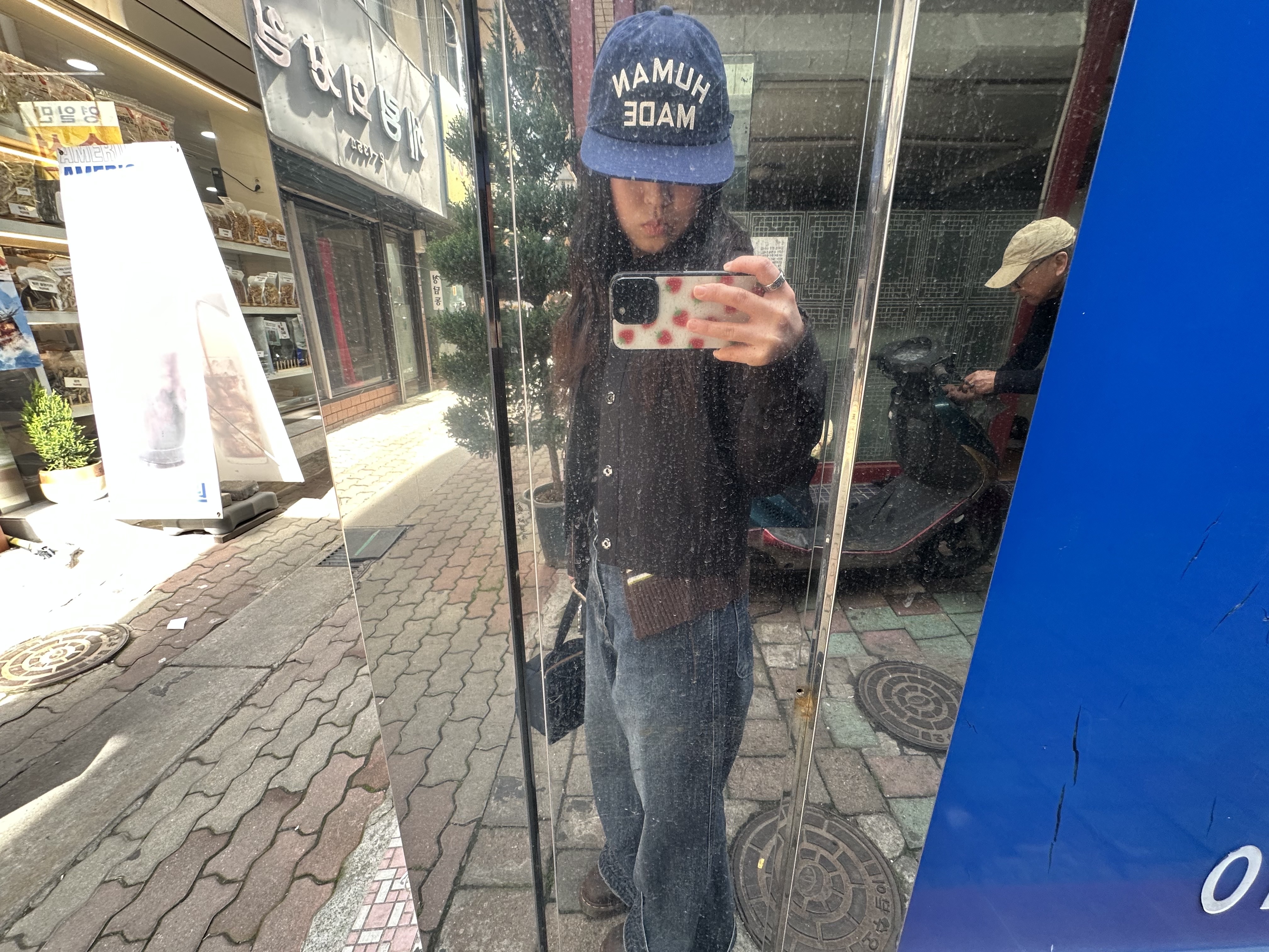 COYSEIO Round Collar Capri Shirt Navy, Supreme Washed Chino Twill Camp Cap Dirty Indigo - 24SS 착용 스타일 - 5