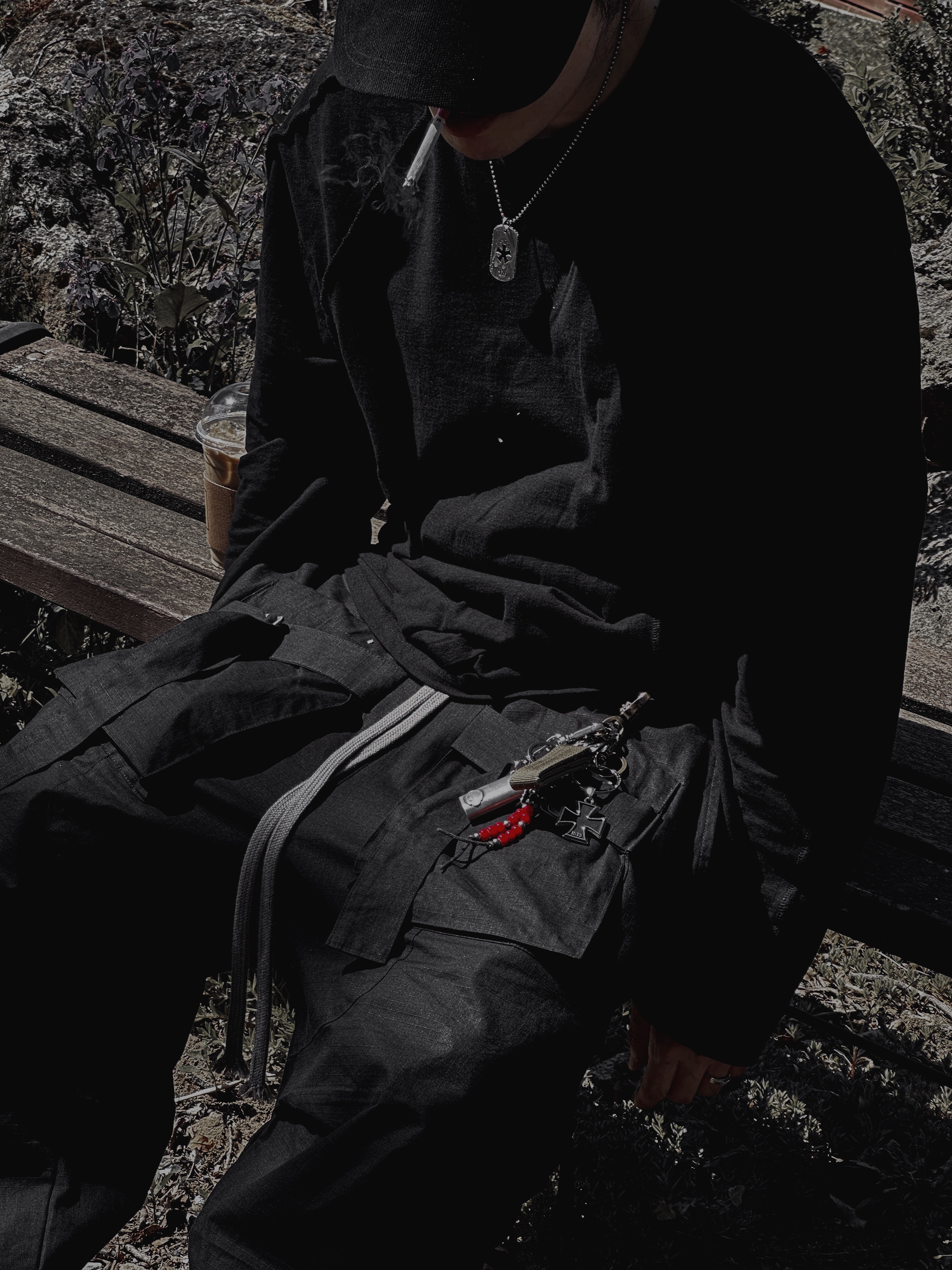 Wapworks Wide Safety Cargo Pants Black, Mistake project MOKU Black 착용 스타일 - 1