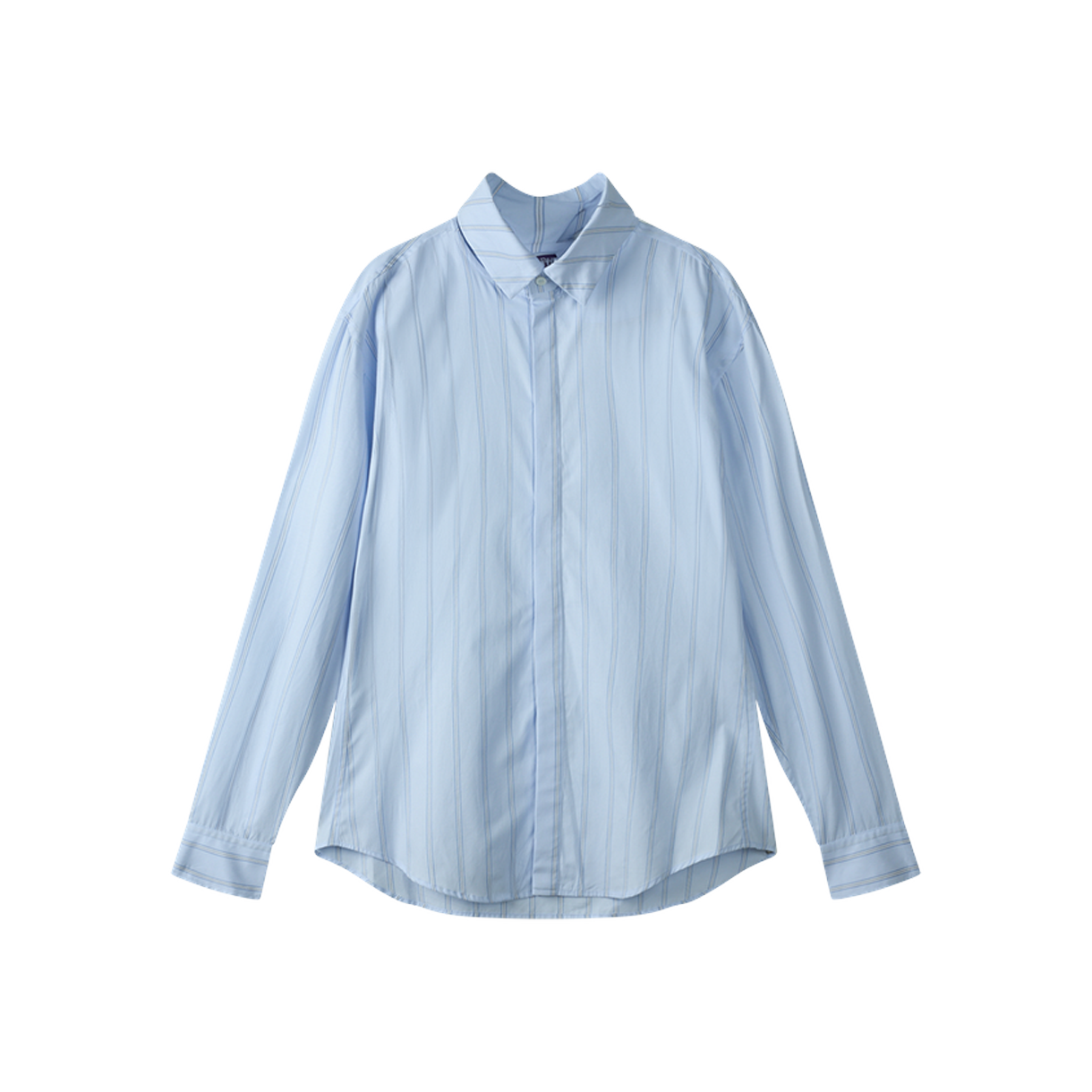 장 폴 고티에 우먼 핀스트라이프드 플로팅 칼라 셔츠 라이트블루 - 26SS(Jean Paul Gaultier Women Pinstriped Floating Collar Shirt Lightblue - 26SS)