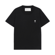 [25% 쿠폰] AMI Black Cotton Ami De Coeur Cropped T-Shirt Black White Cream