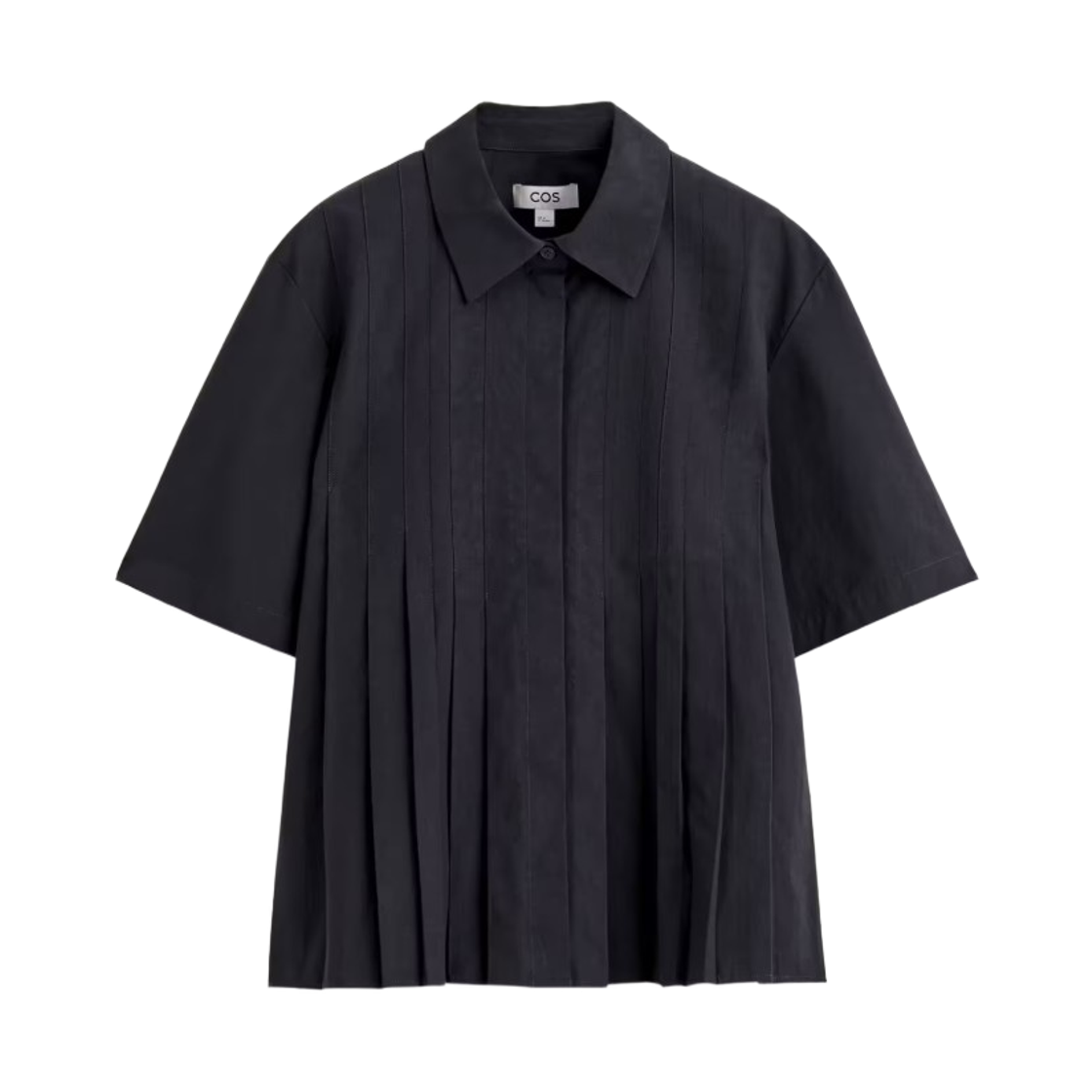 (W) 코스 플리츠 코튼 셔츠 네이비((W) COS Pleated Cotton Shirt Navy)