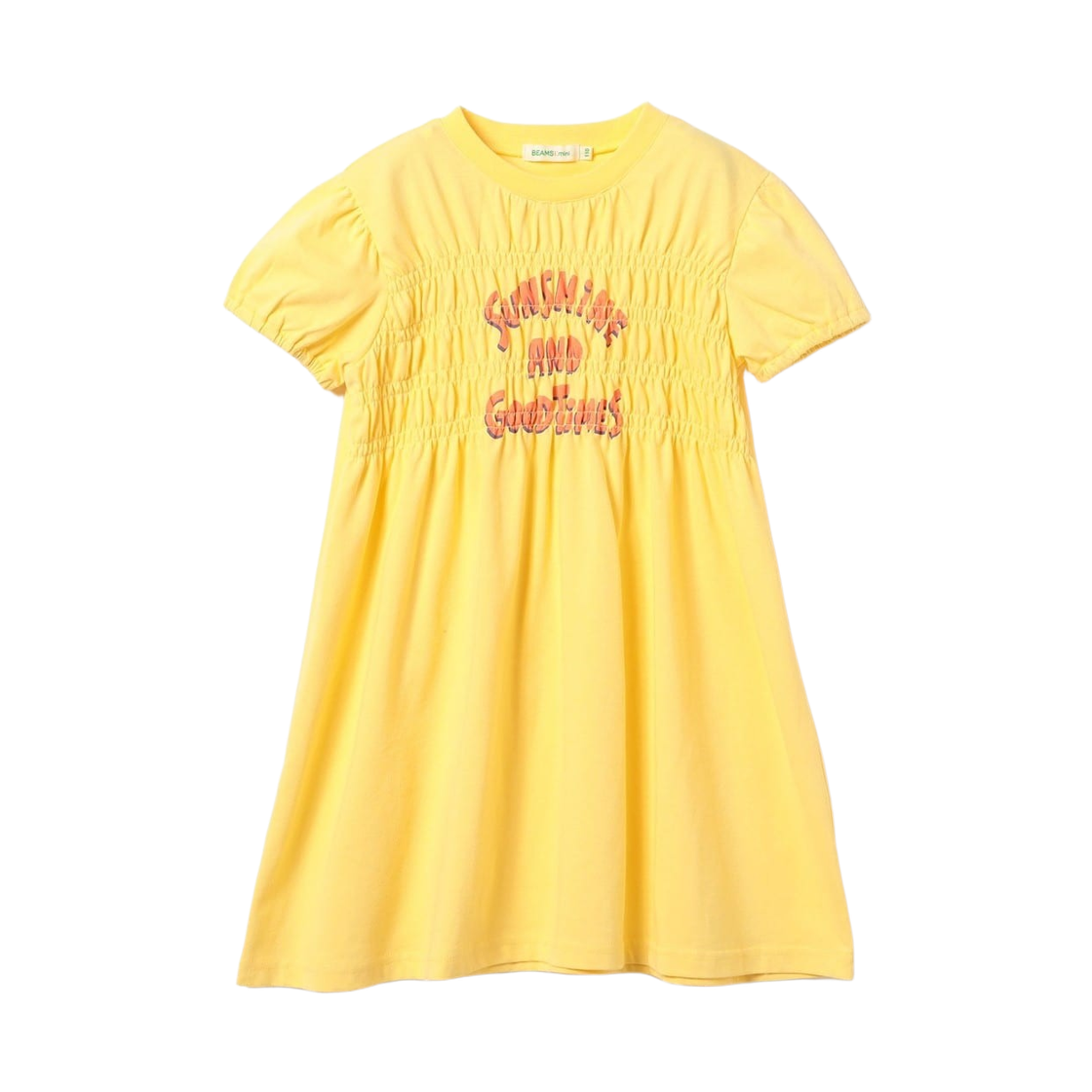 (키즈) 빔즈 미니 쉬레드 컷 드레스 라이트 옐로우((Kids) Beams Mini Shirred Cut Dress Light Yellow)