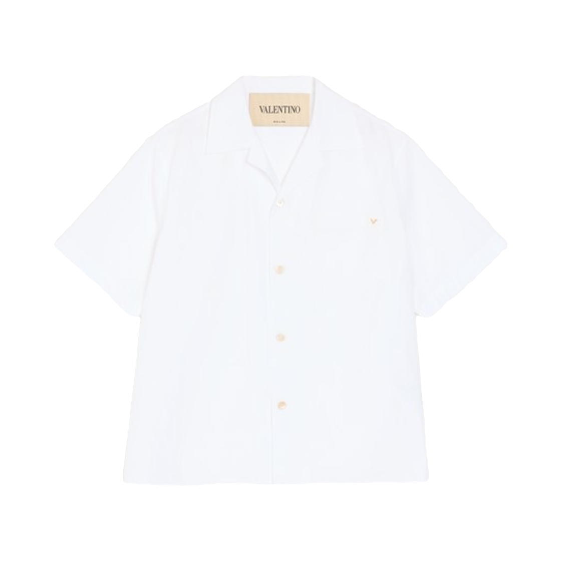 VAA1134WW0BO Valentino Bowling Shirt in Cotton Poplin with Vgold White