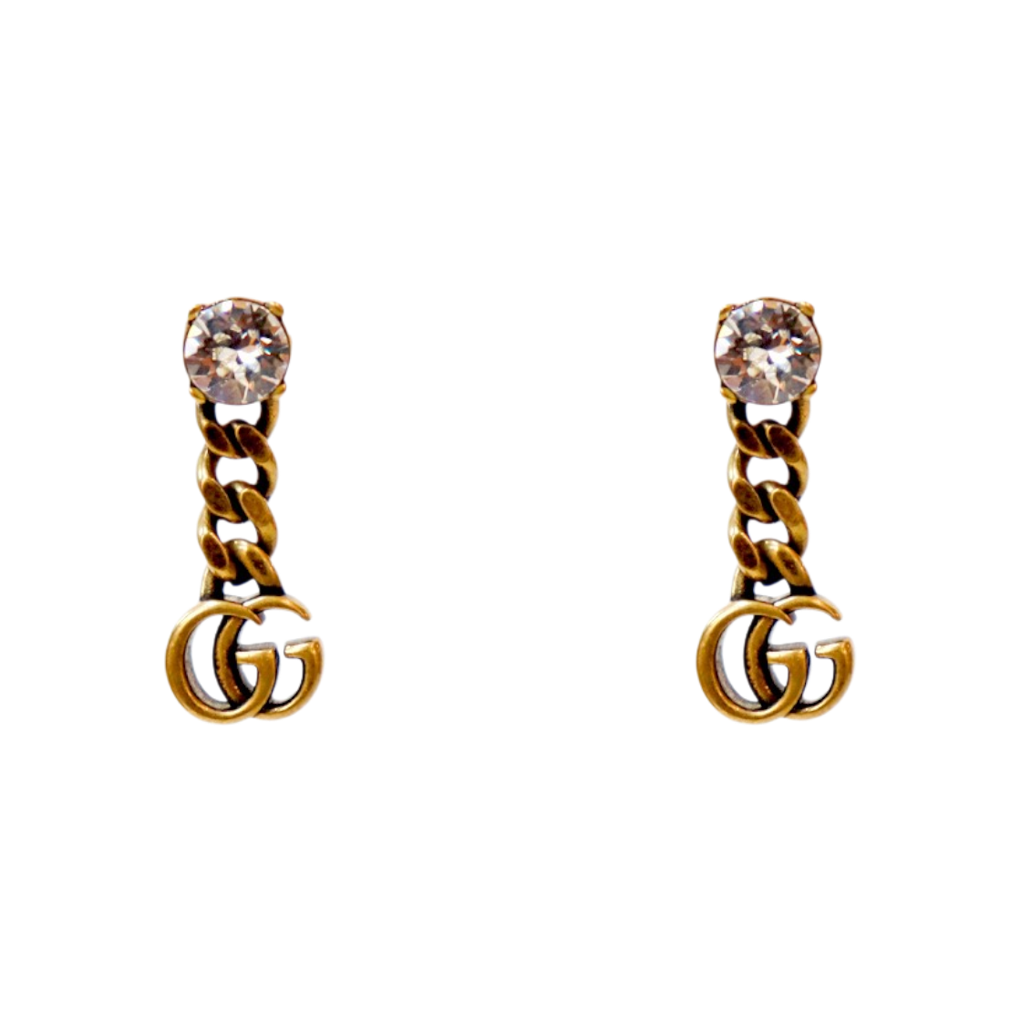 IT4EFIJJB4EF Gucci Crystal Double G Gold Earrings C-B55119