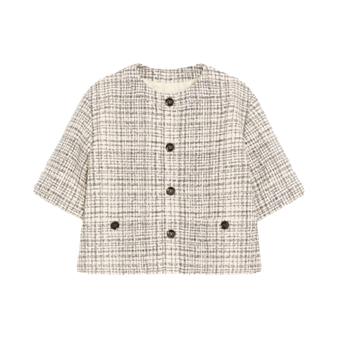 (W) 발렌티노 스퀘어 트위드 자켓 바닐라 블랙((W) Valentino Square Tweed Jacket Vanilla Black) - 1