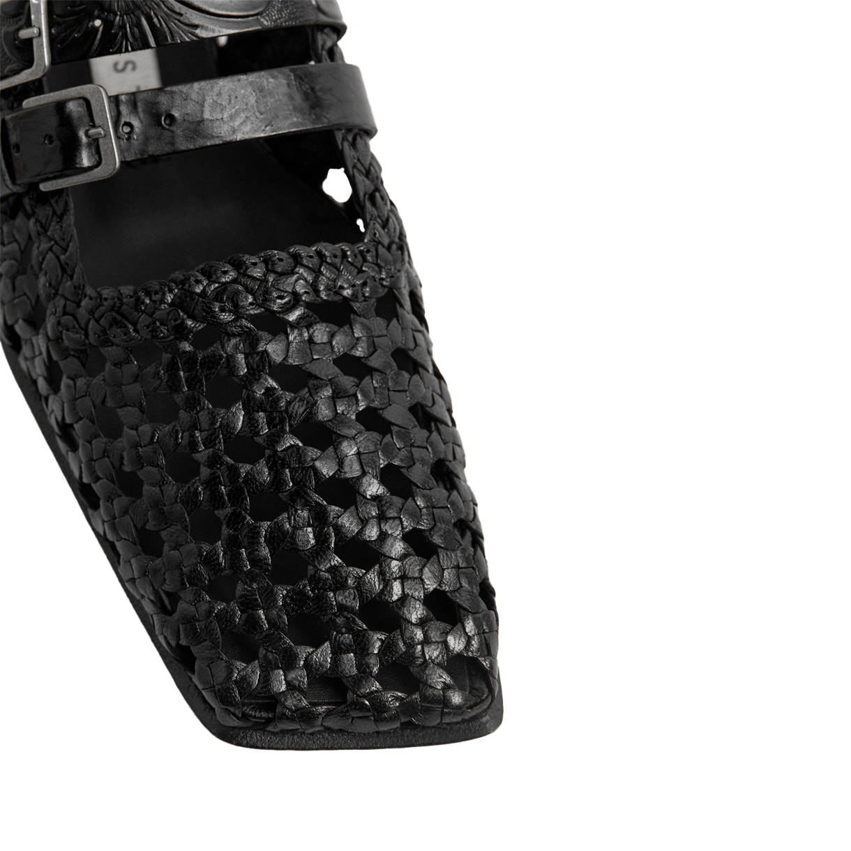 미스타 우먼 키란 우븐 레더 스트래피 발레리나 블랙 - 26SS(Miista Women Kiran Woven Leather Strappy Ballerinas Black - 26SS) - 4