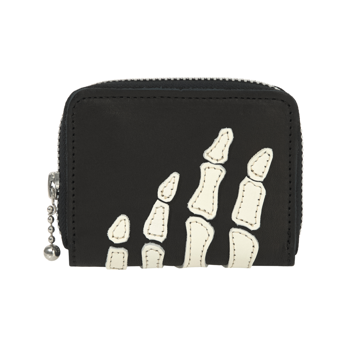 캐피탈 떰즈 업 본 핸드 집 미니 지갑 블랙(Kapital Thumbs Up Bone Hand Zip Mini Wallet Black)