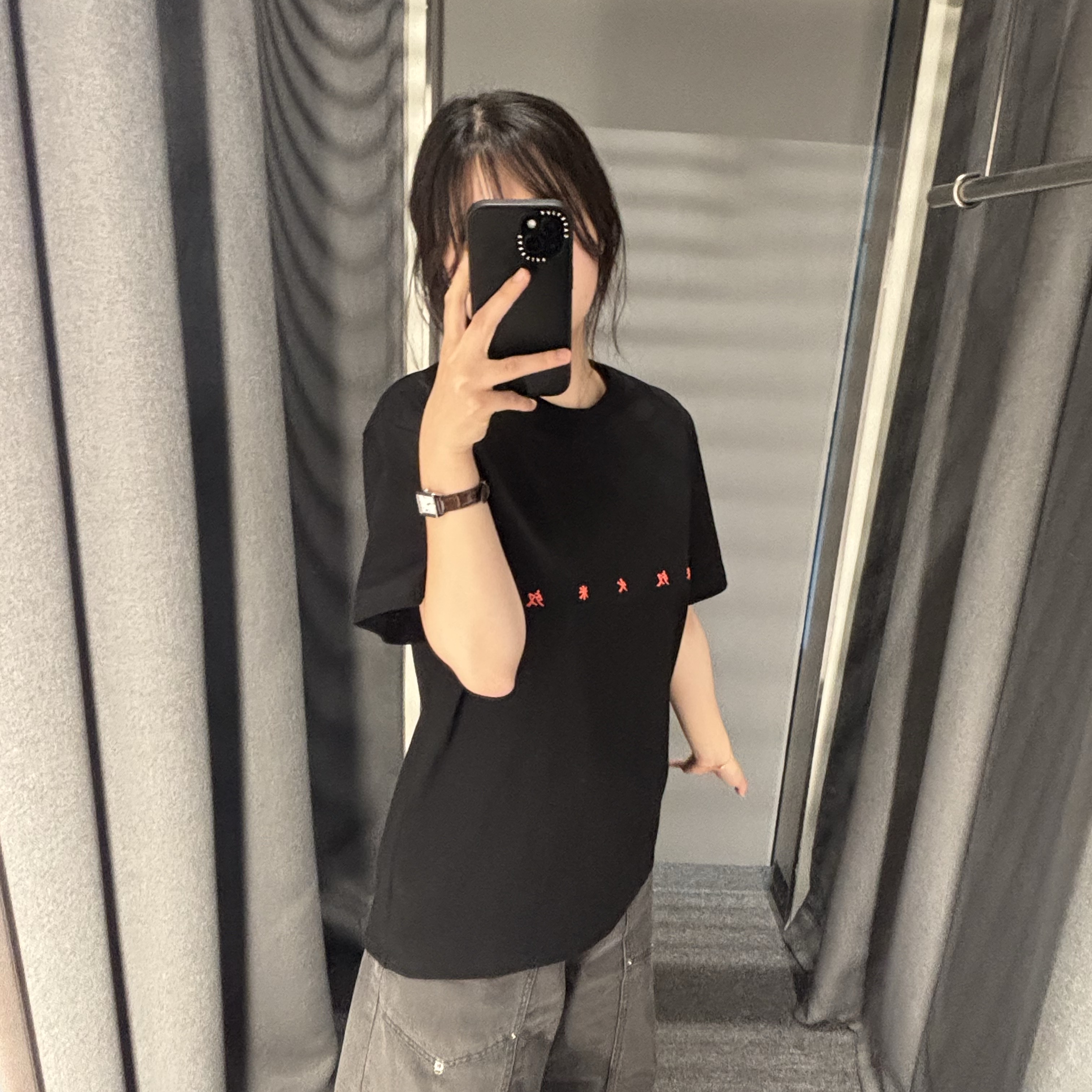 Sansan Gear Lattice T-Shirt Melange Grey 착용 스타일 - 2
