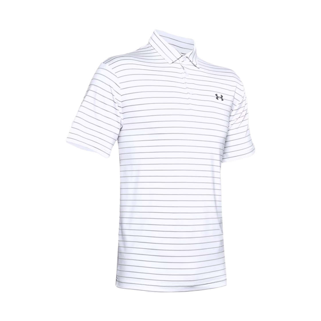 1351130-014 Under Armour Playoff Core Stripe Polo Shirt Halo Gray White