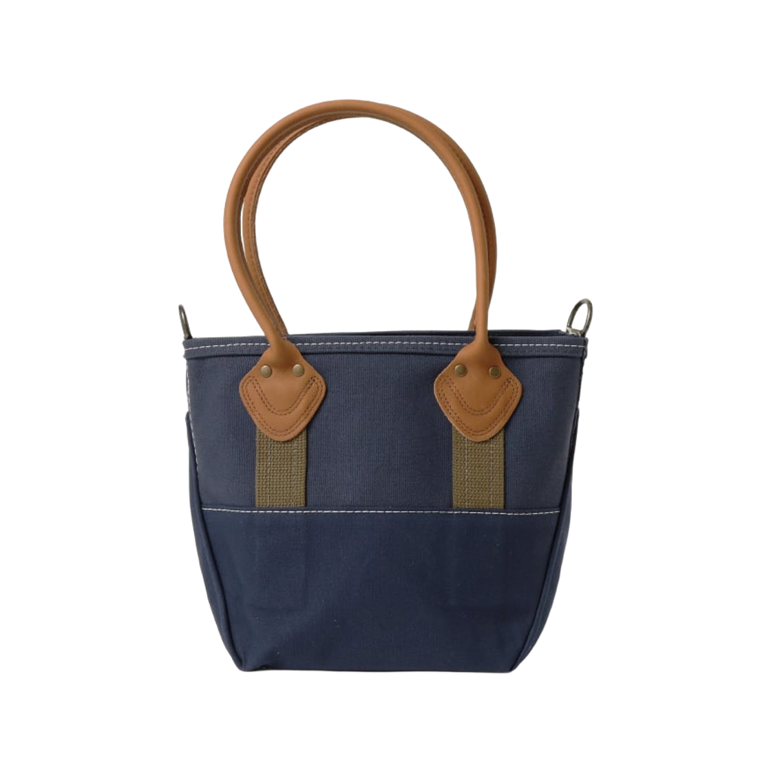 빔즈 보이 x 엘엘빈 딥 버튼 레더 핸들 집 토트백 S 네이비(Beams Boy x L.L.Bean Deep Bottom Leather Handle Zip Tote Bag S Navy) - 2