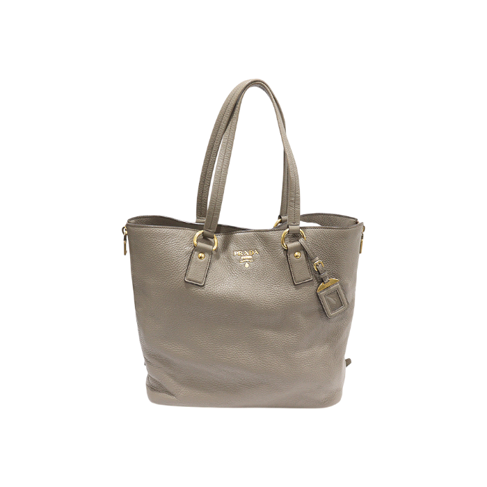 ITVK7EKD7USO Prada BR4372 Gray Vitello Daino Side Zip Lettering Shoulder Bag