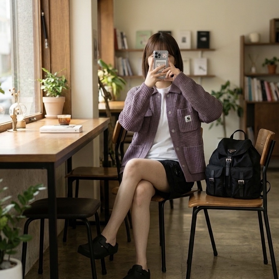 (W) Carhartt WIP Michigan Sweater Phlox, C.P. Company Flatt Nylon Lens Swim Shorts Black - 23SS 착용 스타일