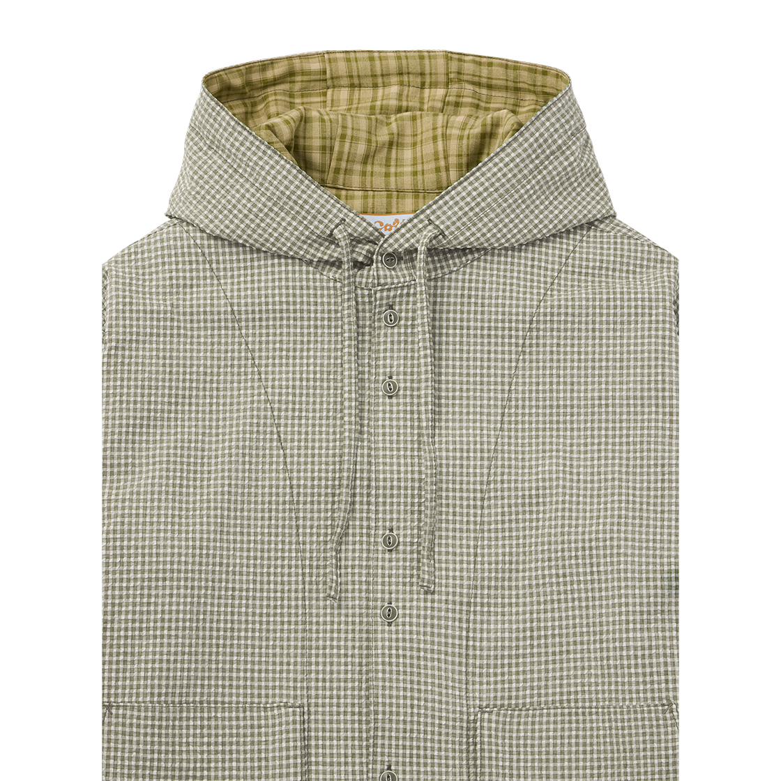 꼬떼 시어서커 체크 후디 셔츠 올리브(COTTE Seersucker Check Hoodie Shirts Olive) - 4